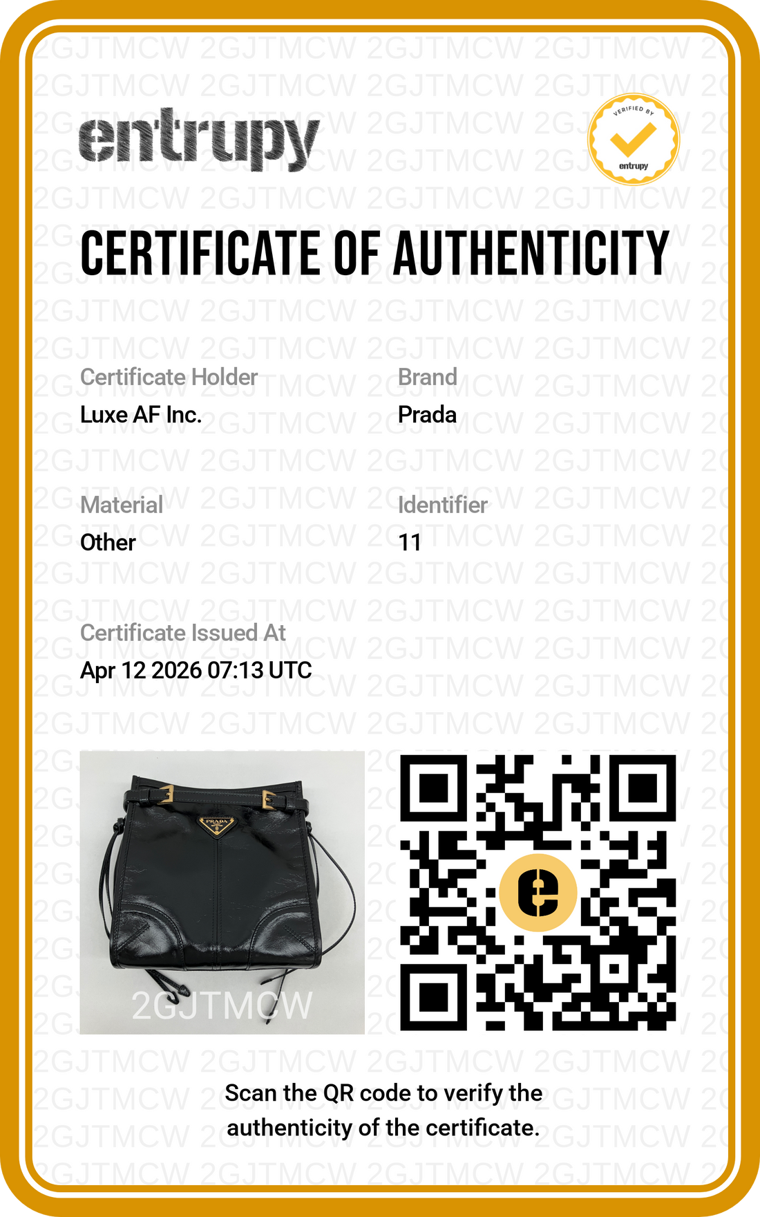 Prada Bonnie Black Glossy Lambskin Shoulder Bag
