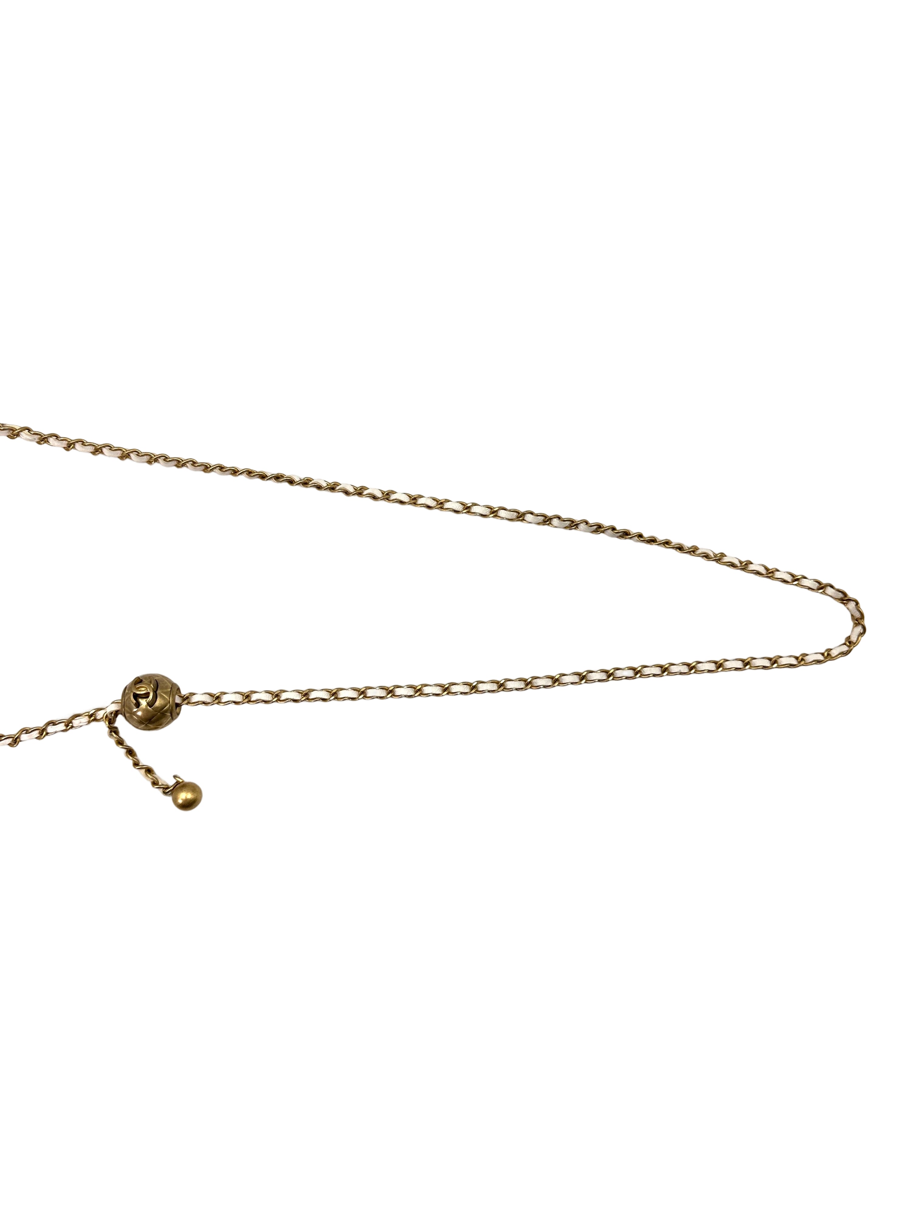 Chanel White Quilted Leather Pearl Crush Mini Wallet On Chain(30***93) CC1765