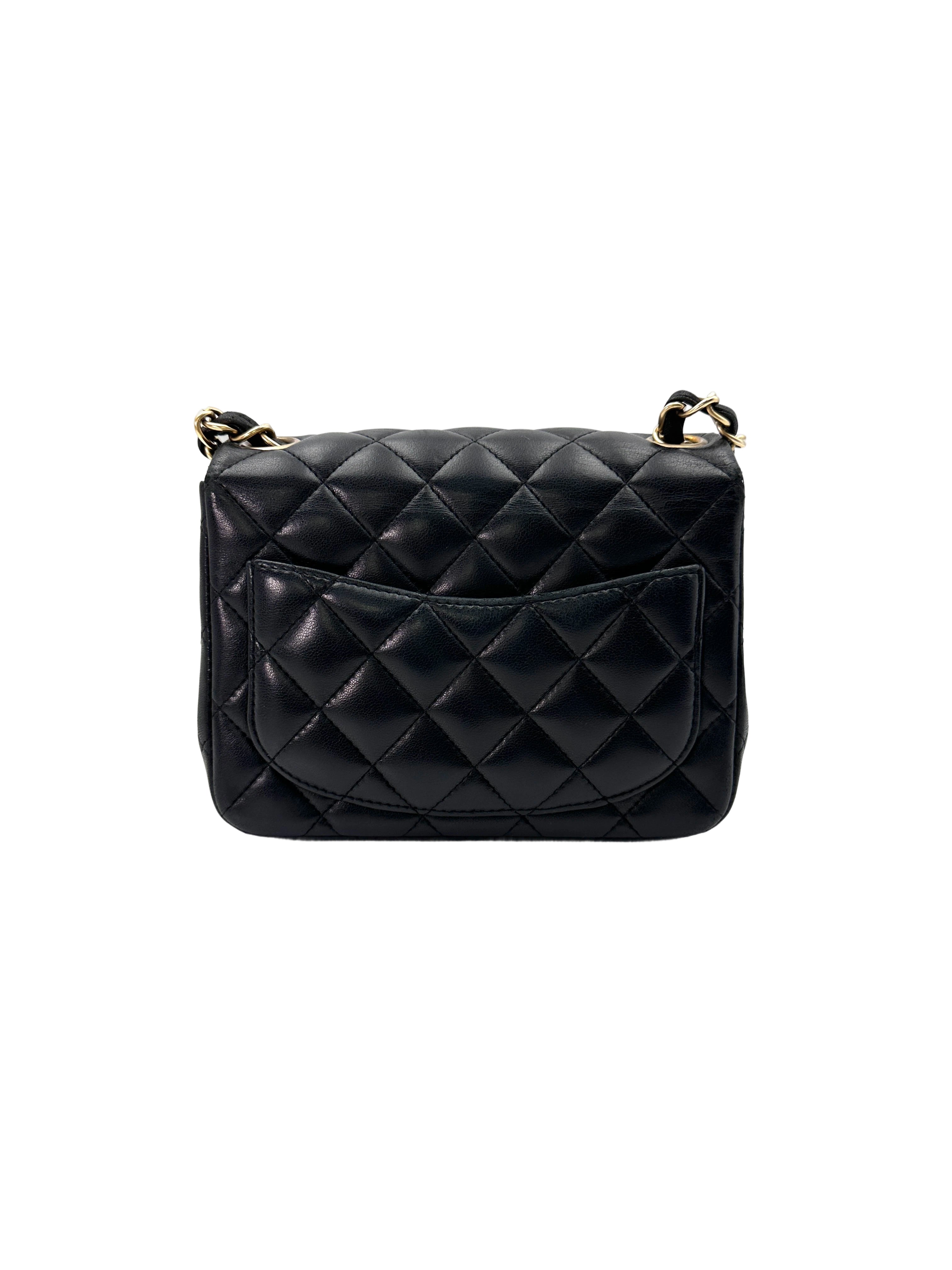Chanel Mini Square Black Quilted Leather Flap Bag With Gold Buckle(17***91) CC1766