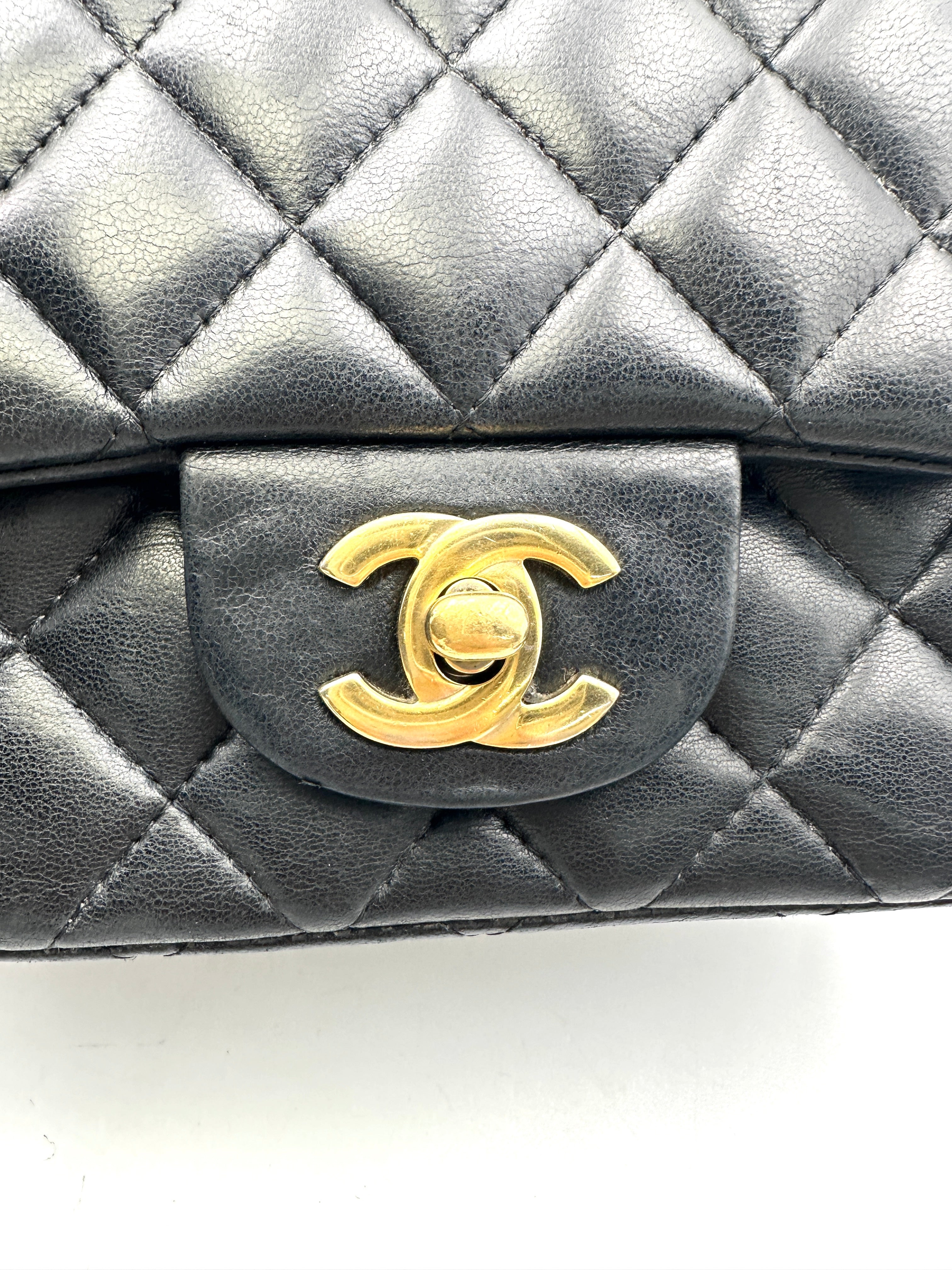 Chanel Mini Square Black Quilted Leather Flap Bag With Gold Buckle(17***91) CC1766