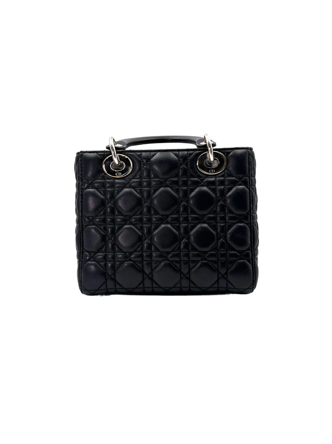 Christian Dior Lady Dior Black Cannage Lambskin Handle Bag With Customizable Shoulder Strap DR672