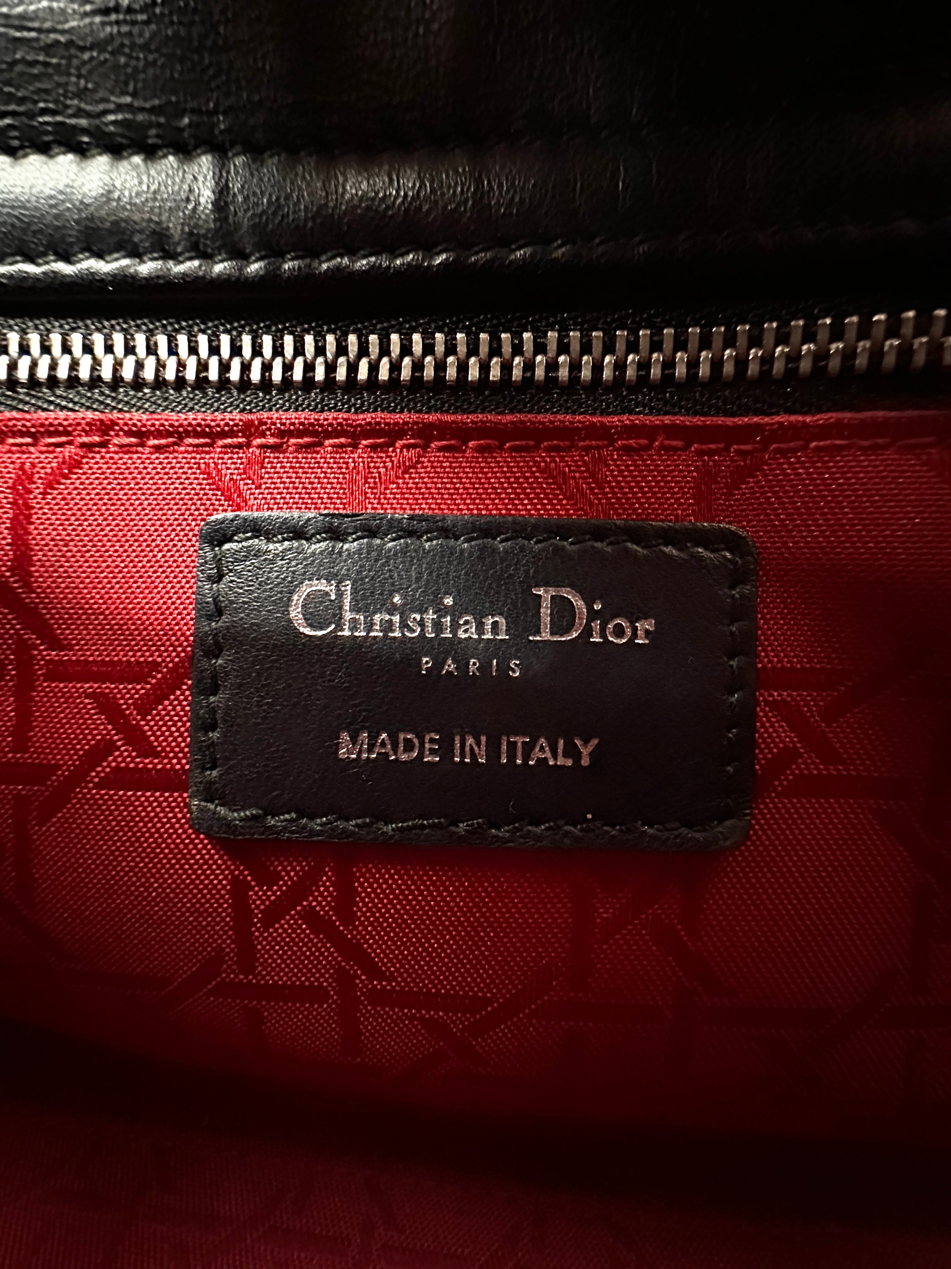 Christian Dior Lady Dior Black Cannage Lambskin Handle Bag With Customizable Shoulder Strap DR672