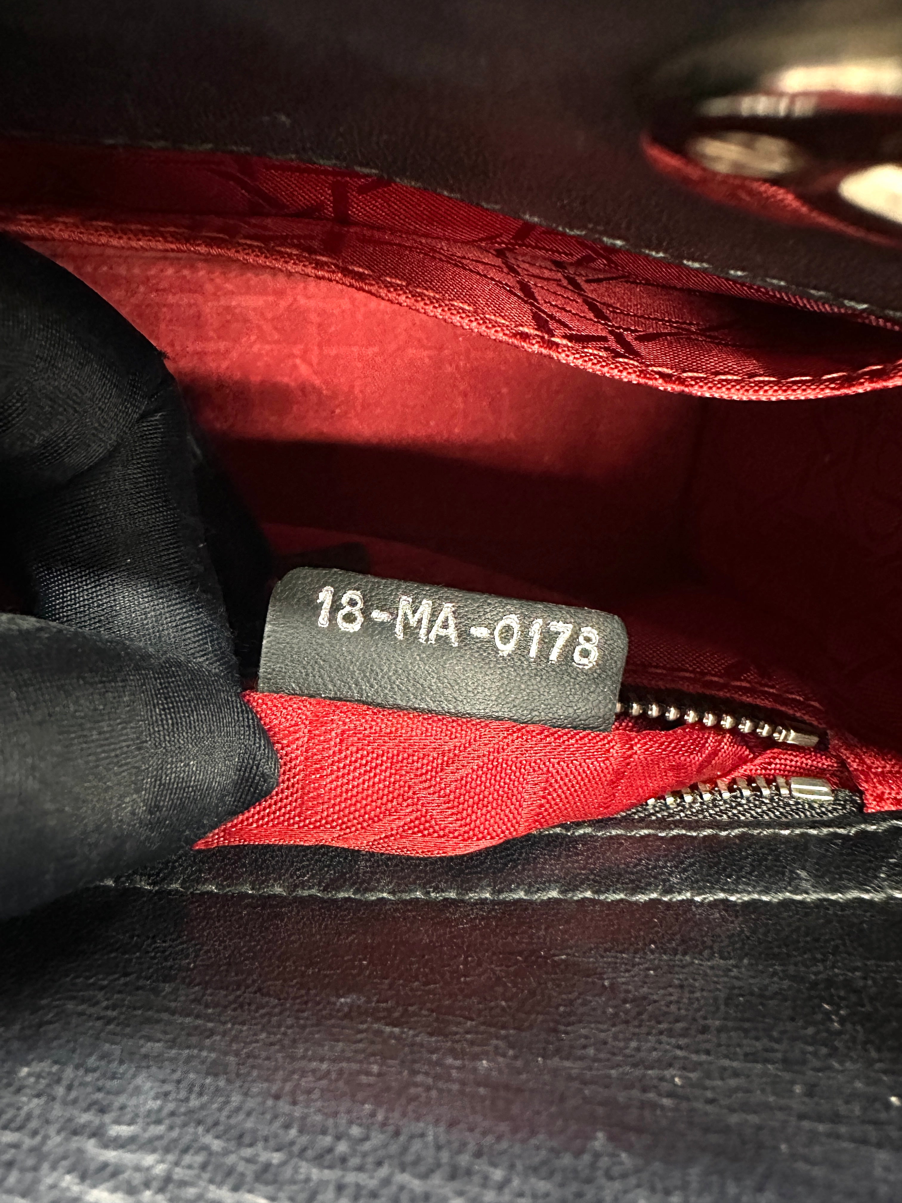 Christian Dior Lady Dior Black Cannage Lambskin Handle Bag With Customizable Shoulder Strap DR672