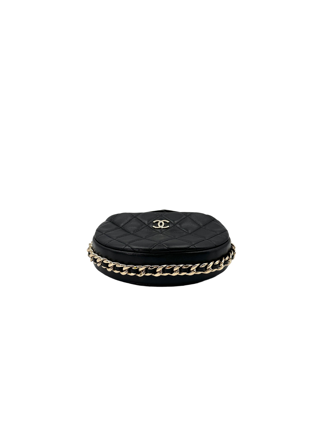 Chanel 23C Black Quilted Leather Chain Around Hobo Bag(T3***K8) CC1767