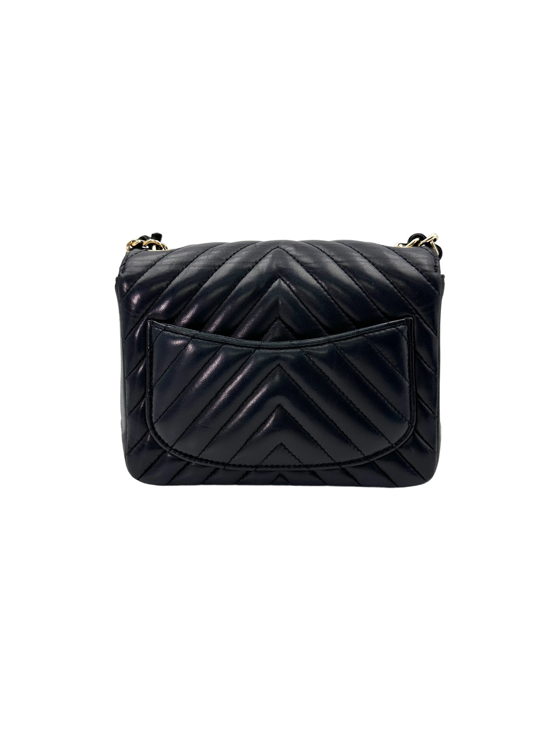 Chanel Mini Square Black Chevron Quilted Leather Flap Bag With Gold Buckle(23***06) CC1768