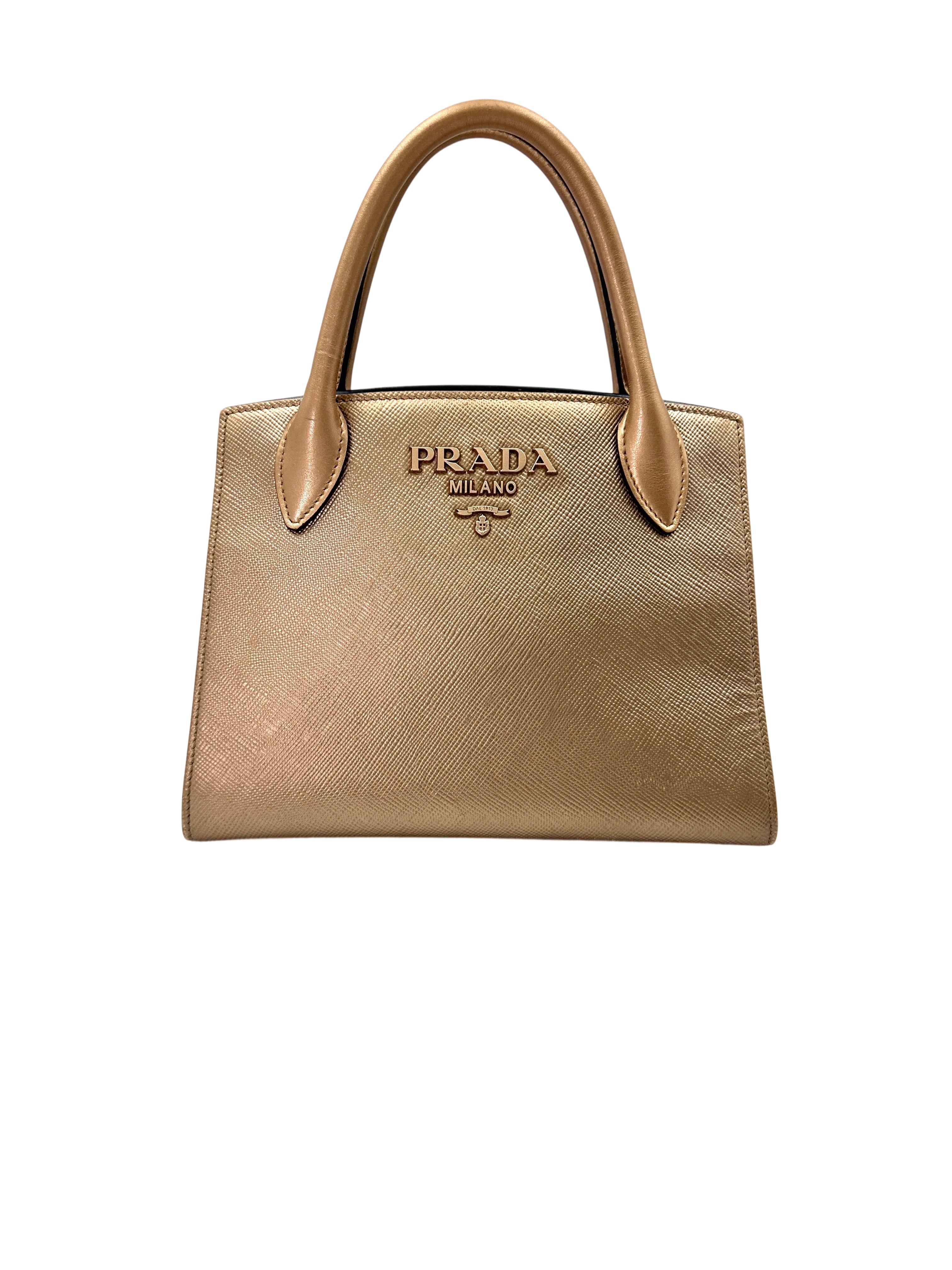 Prada Monochrome Beige Saffiano Leather Handle Bag PR263