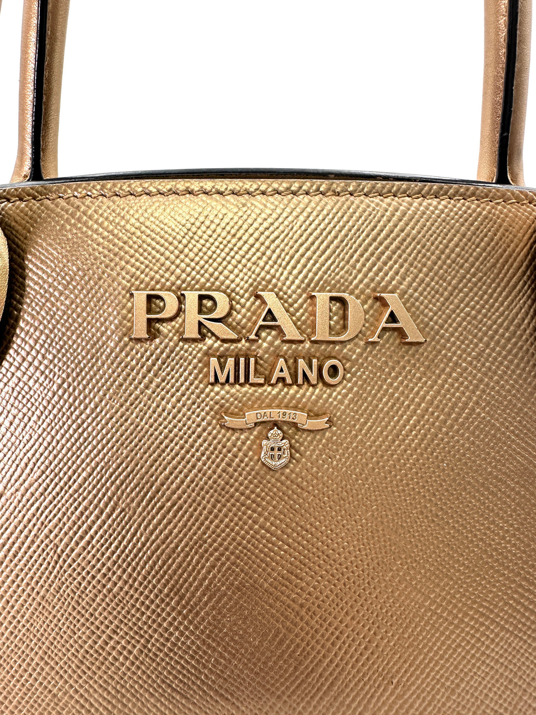 Prada Monochrome Beige Saffiano Leather Handle Bag PR263