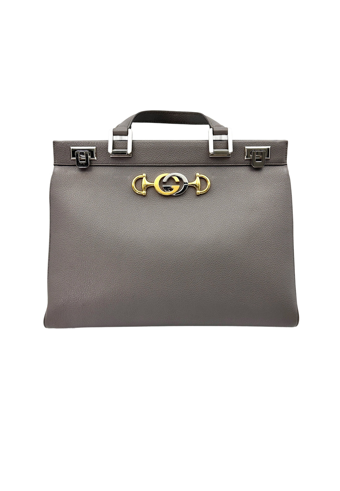 Gucci Zumi Grey Leather Handle Bag GG843