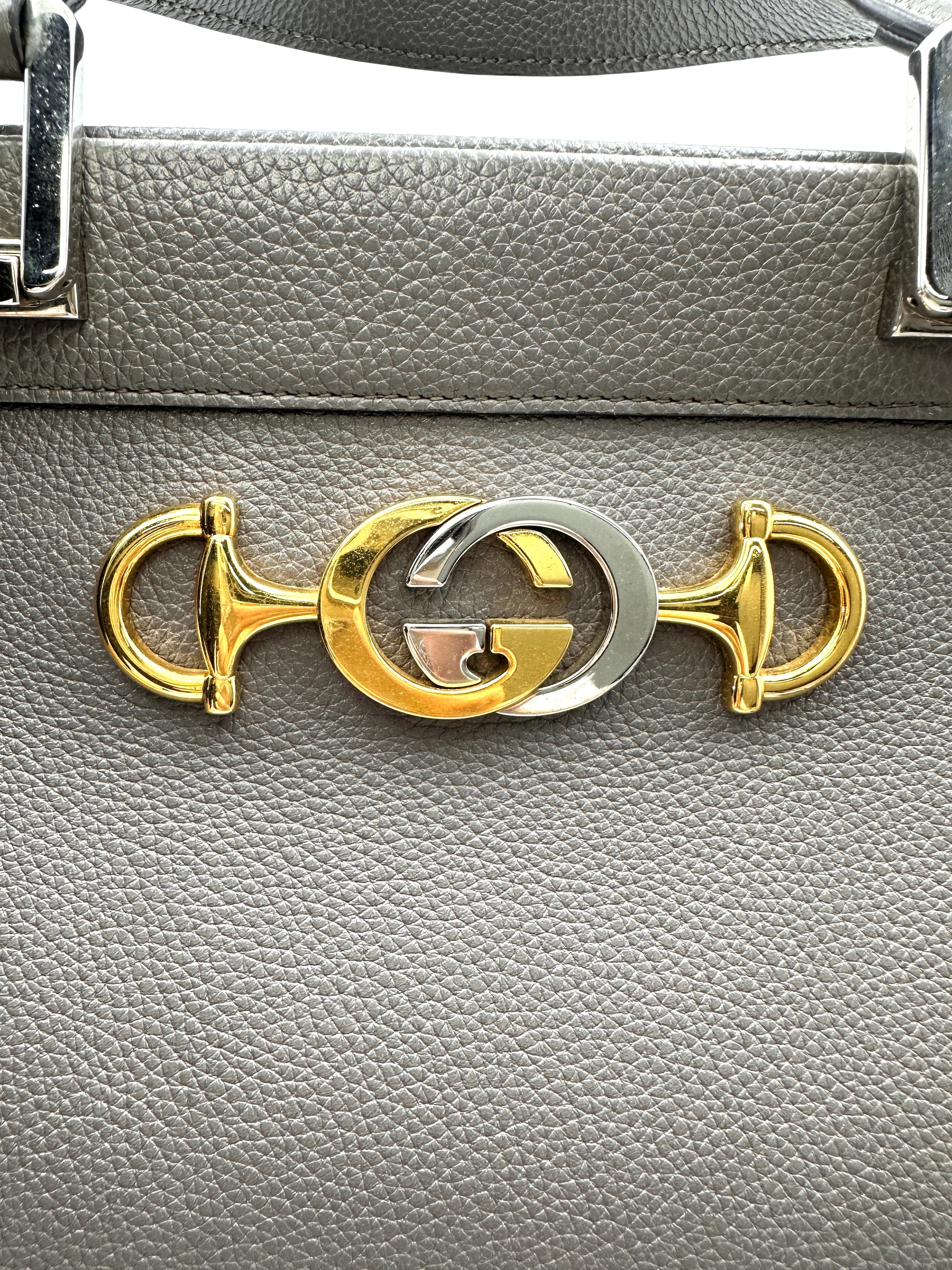 Gucci Zumi Grey Leather Handle Bag GG843
