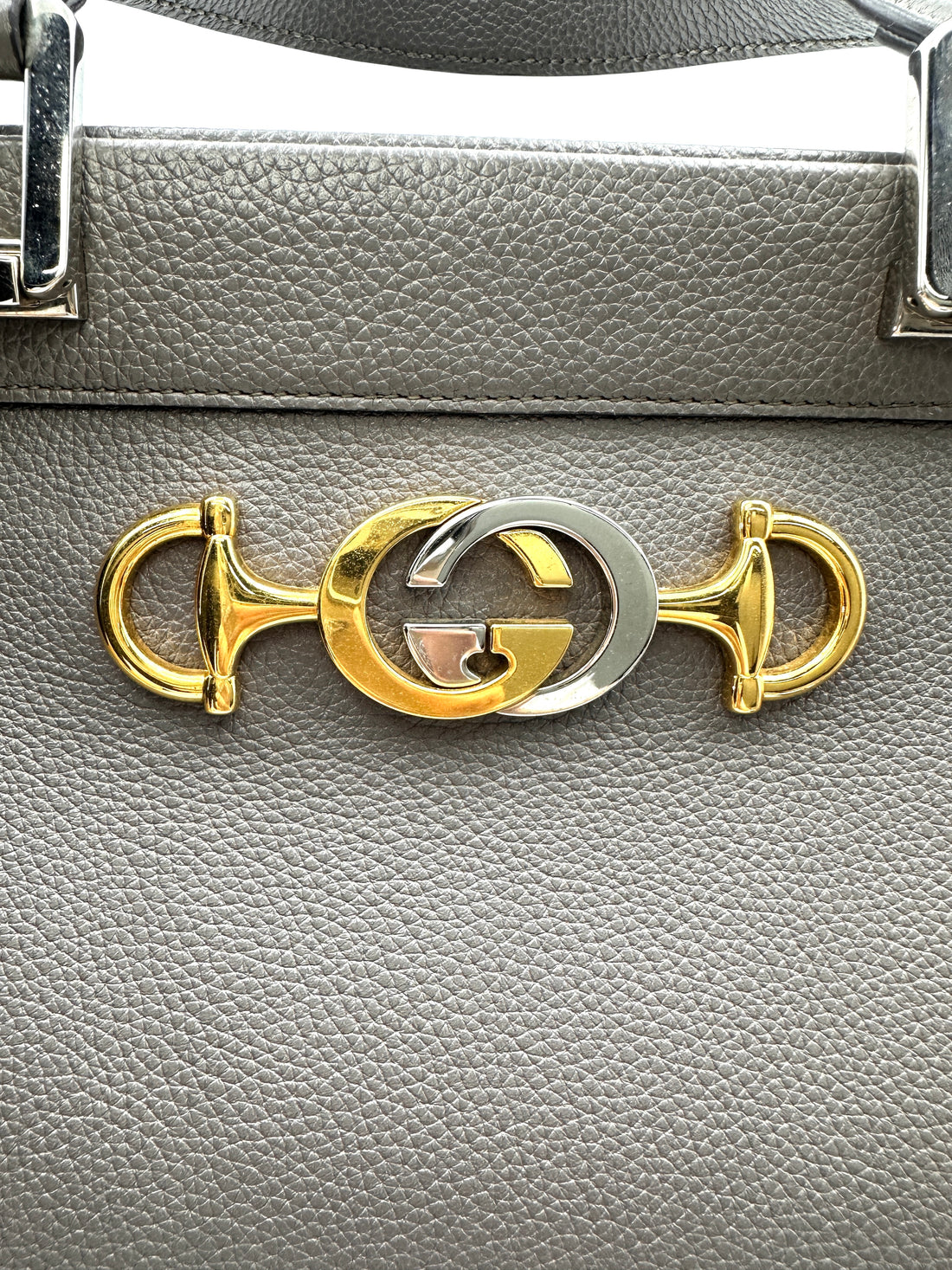 Gucci Zumi Grey Leather Handle Bag GG843