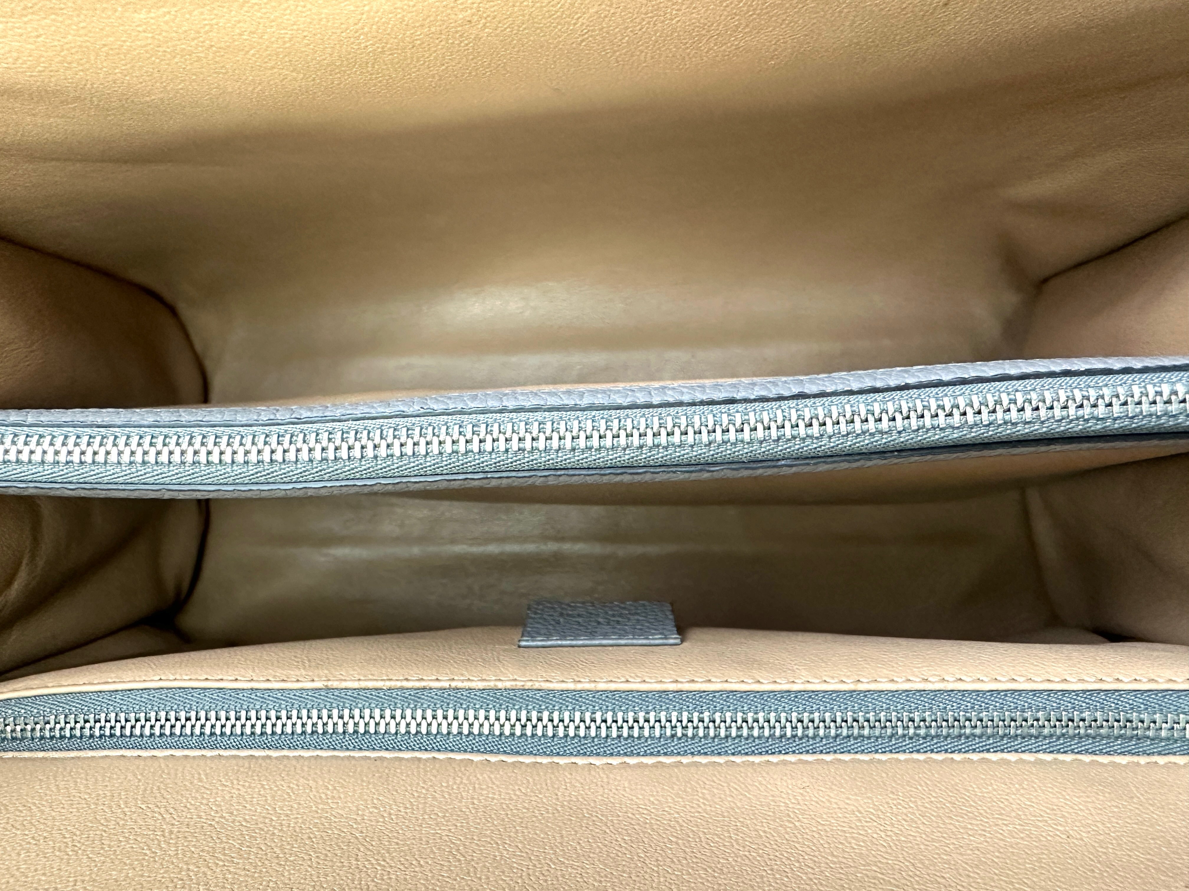 Gucci Zumi Grey Leather Handle Bag GG843