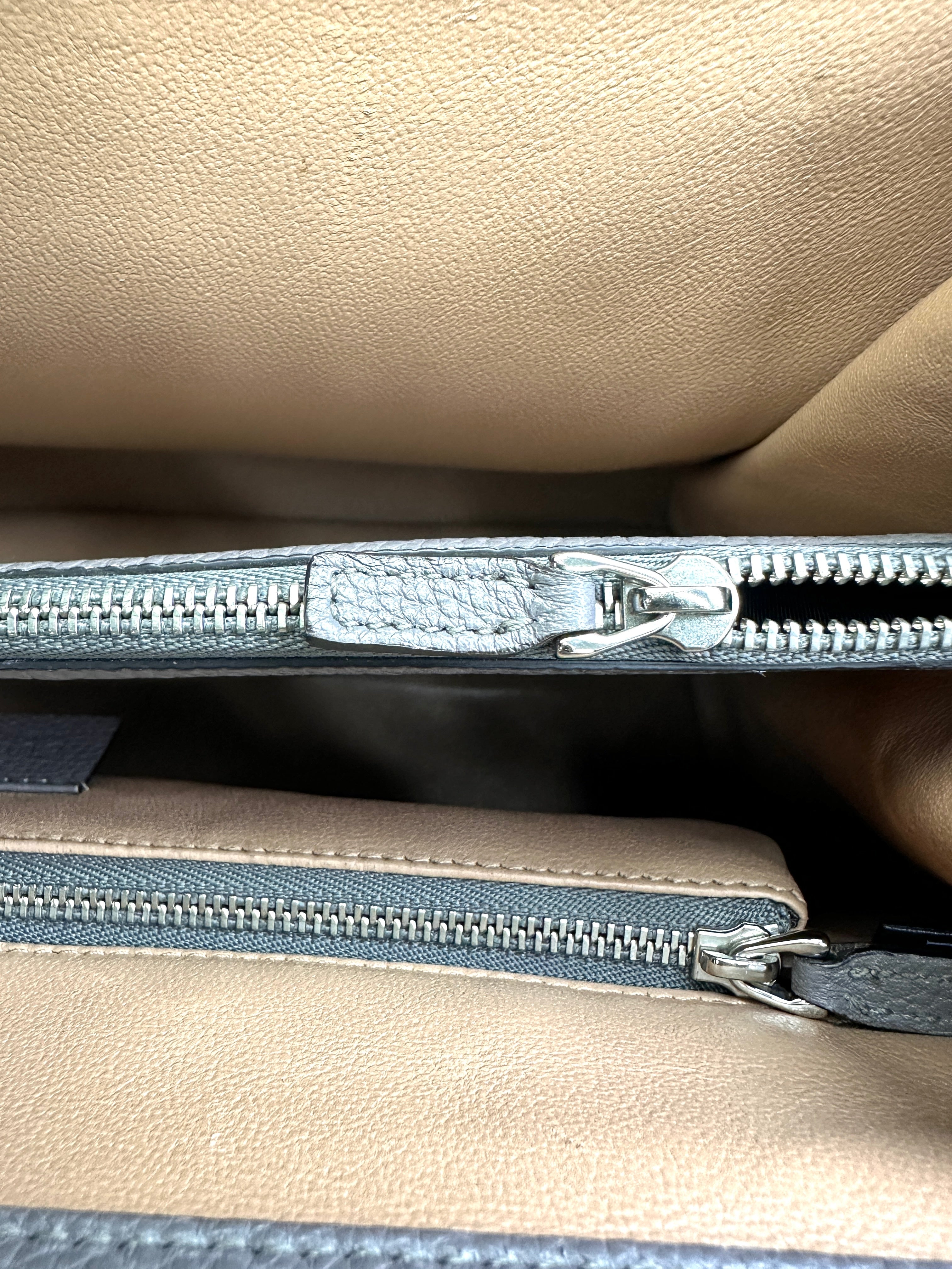 Gucci Zumi Grey Leather Handle Bag GG843