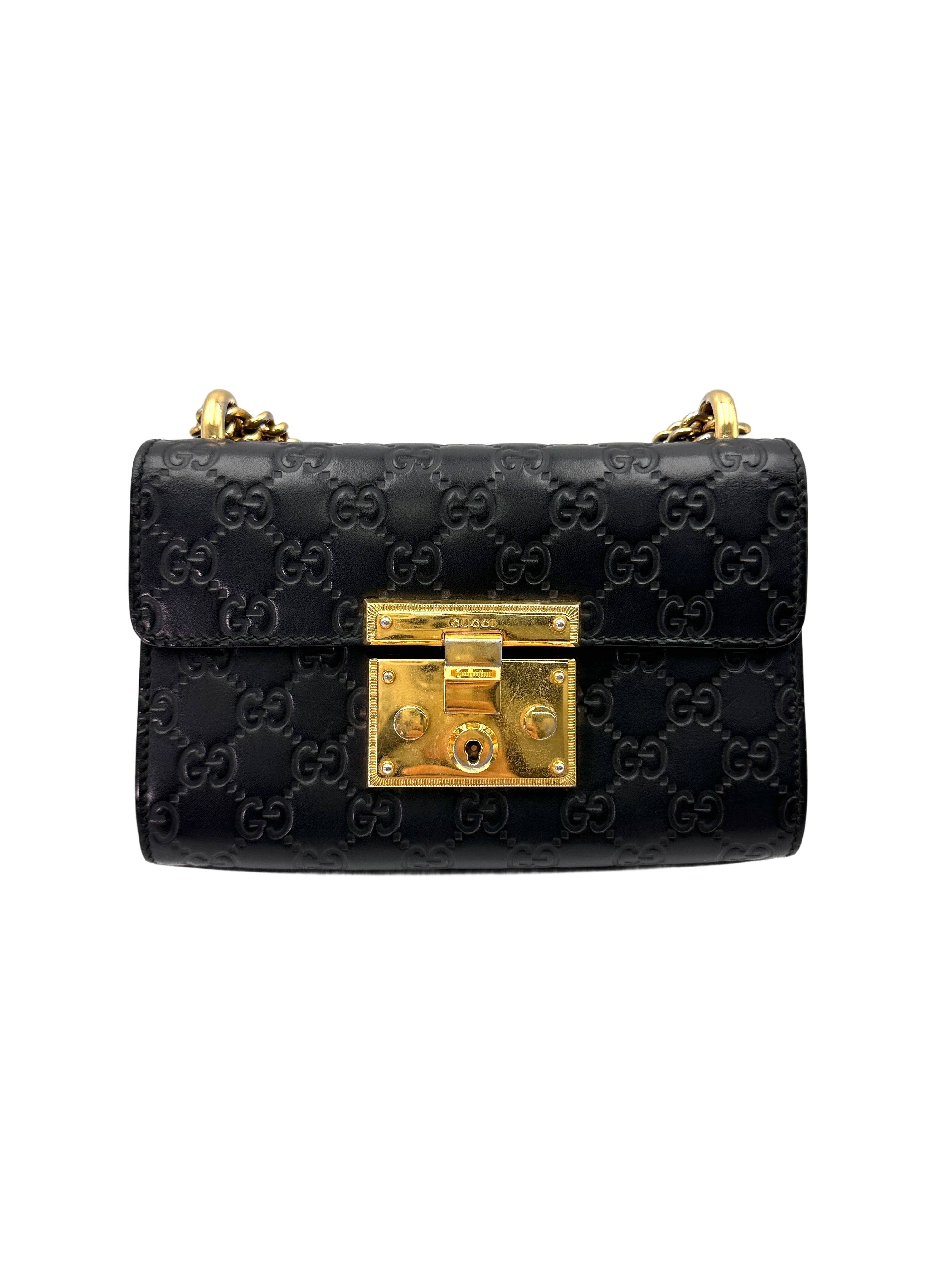 Gucci Padlock GG Guccissima Black Leather Shoulder Bag IRIS161