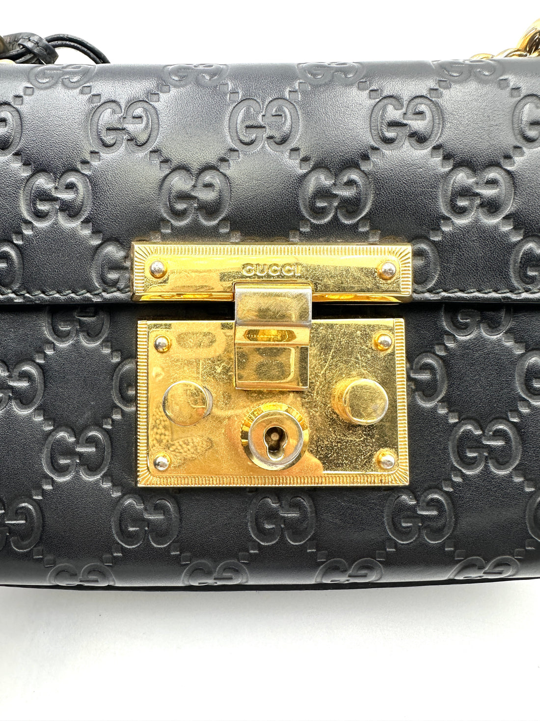Gucci Padlock GG Guccissima Black Leather Shoulder Bag IRIS161