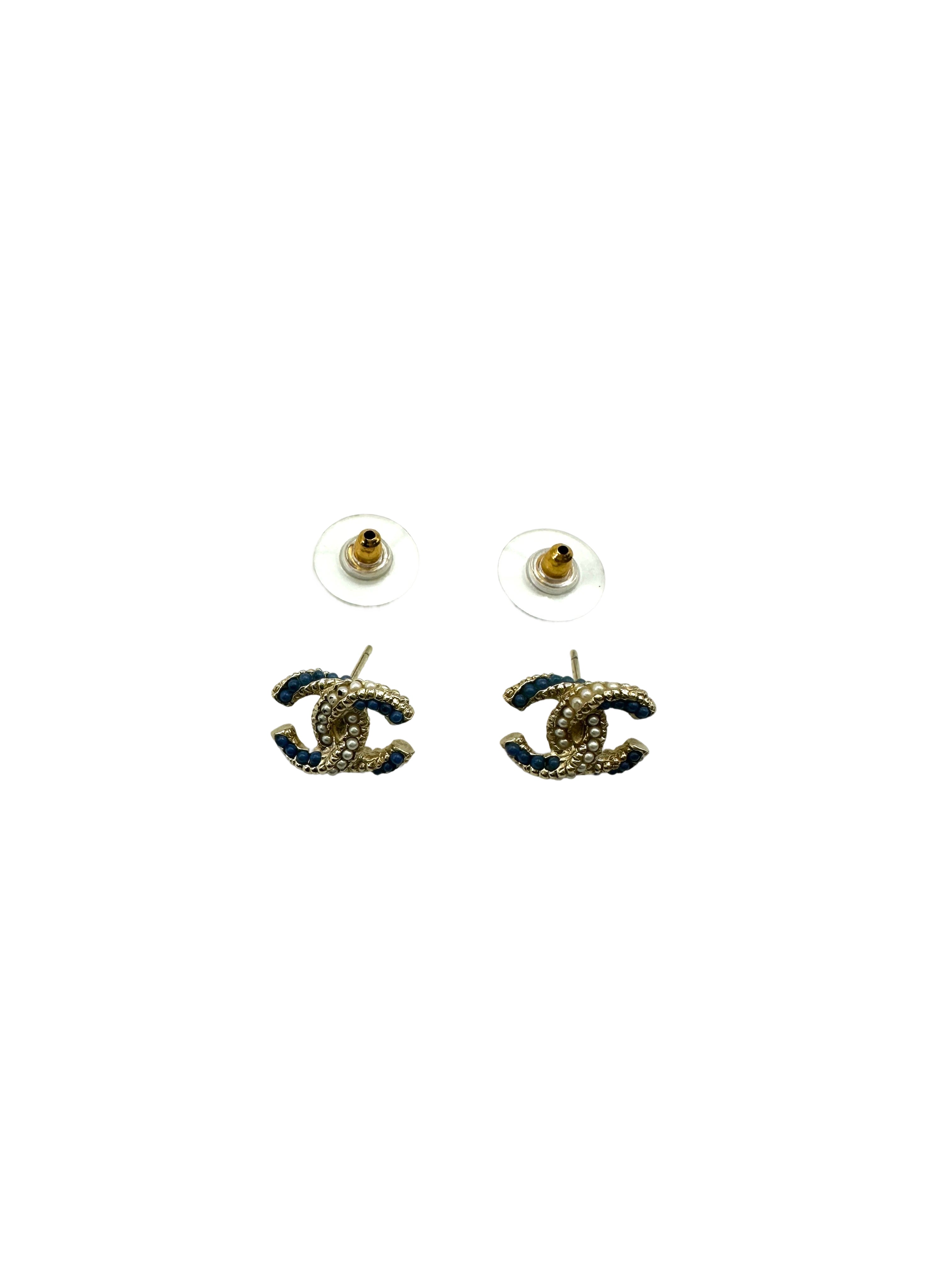 Chanel CC Logo Crystal Stud Earrings CC1769