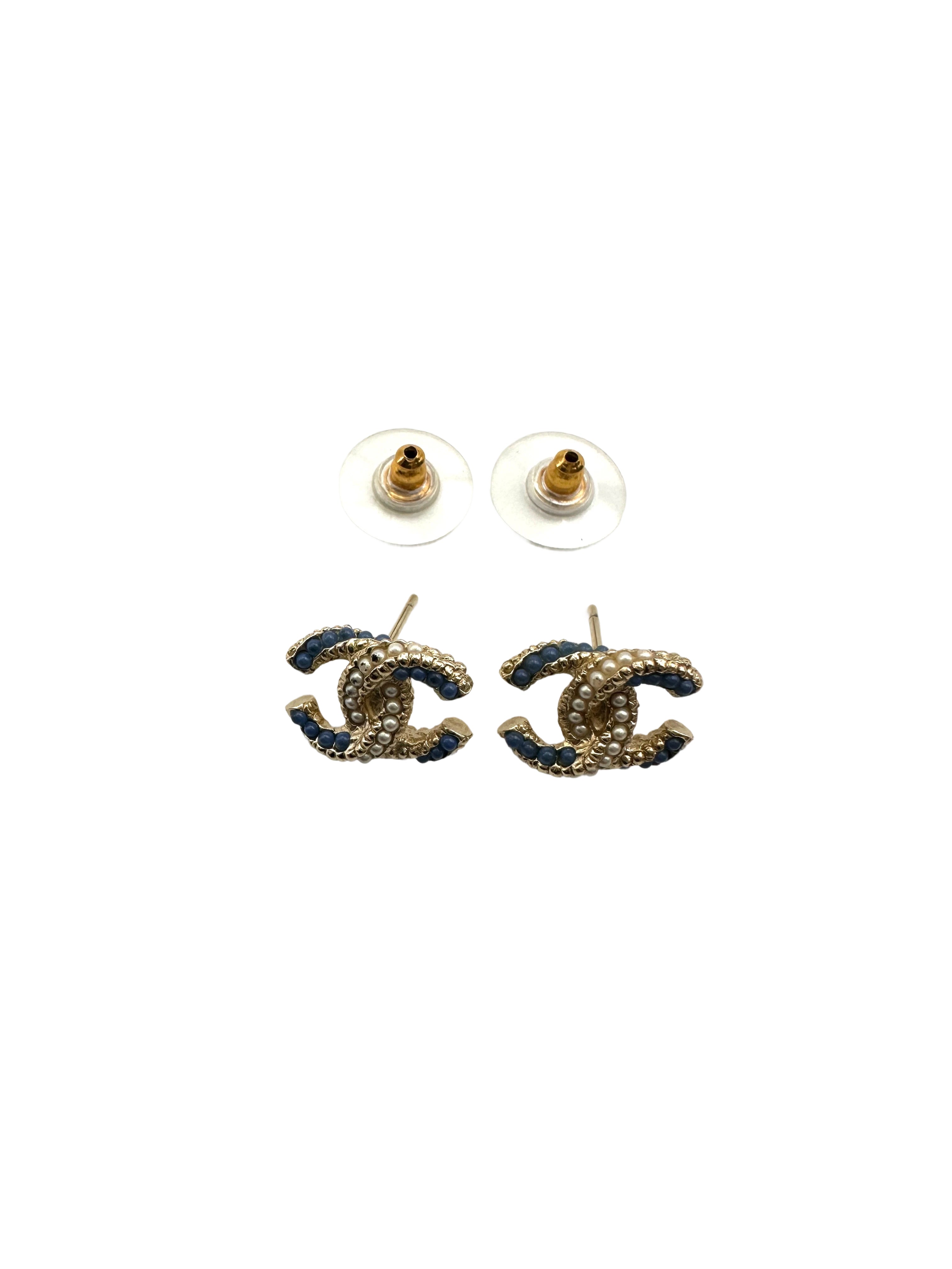 Chanel CC Logo Crystal Stud Earrings CC1769
