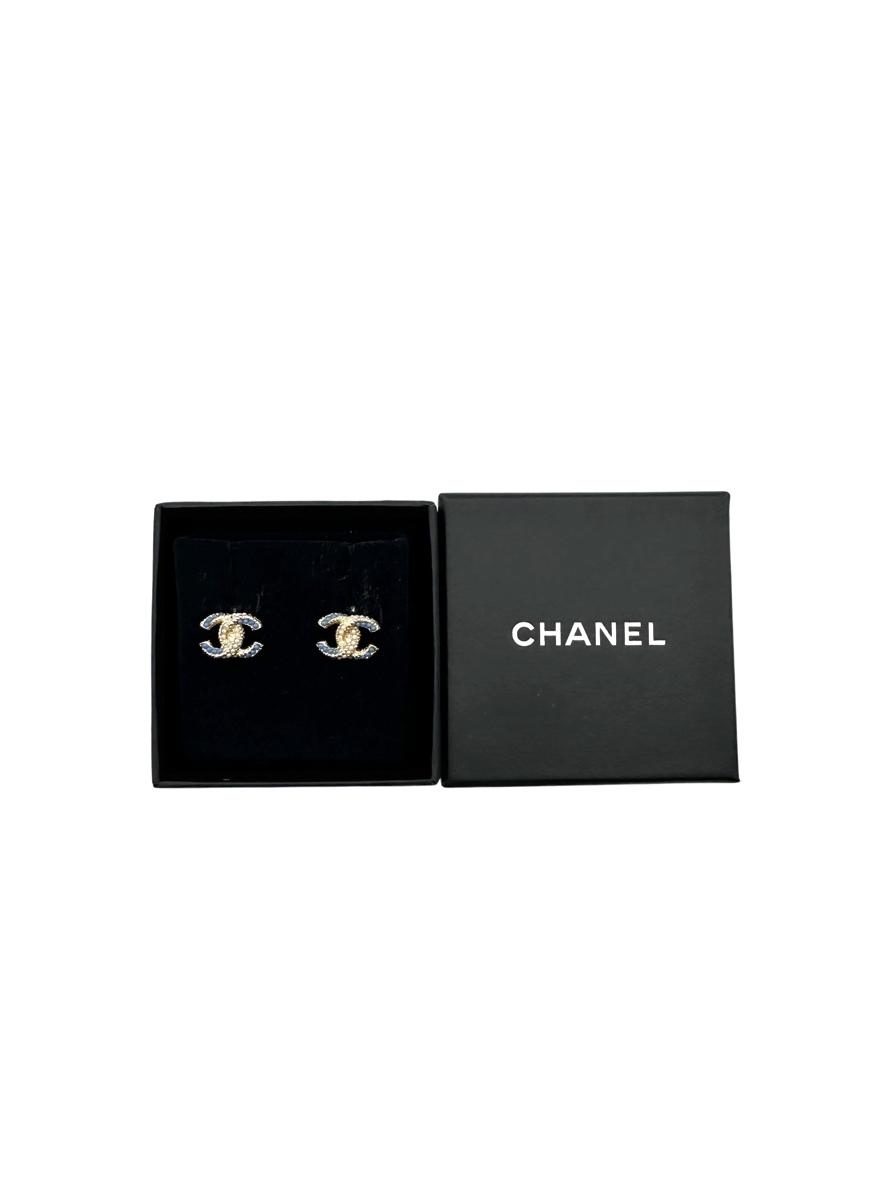 Chanel CC Logo Crystal Stud Earrings CC1769