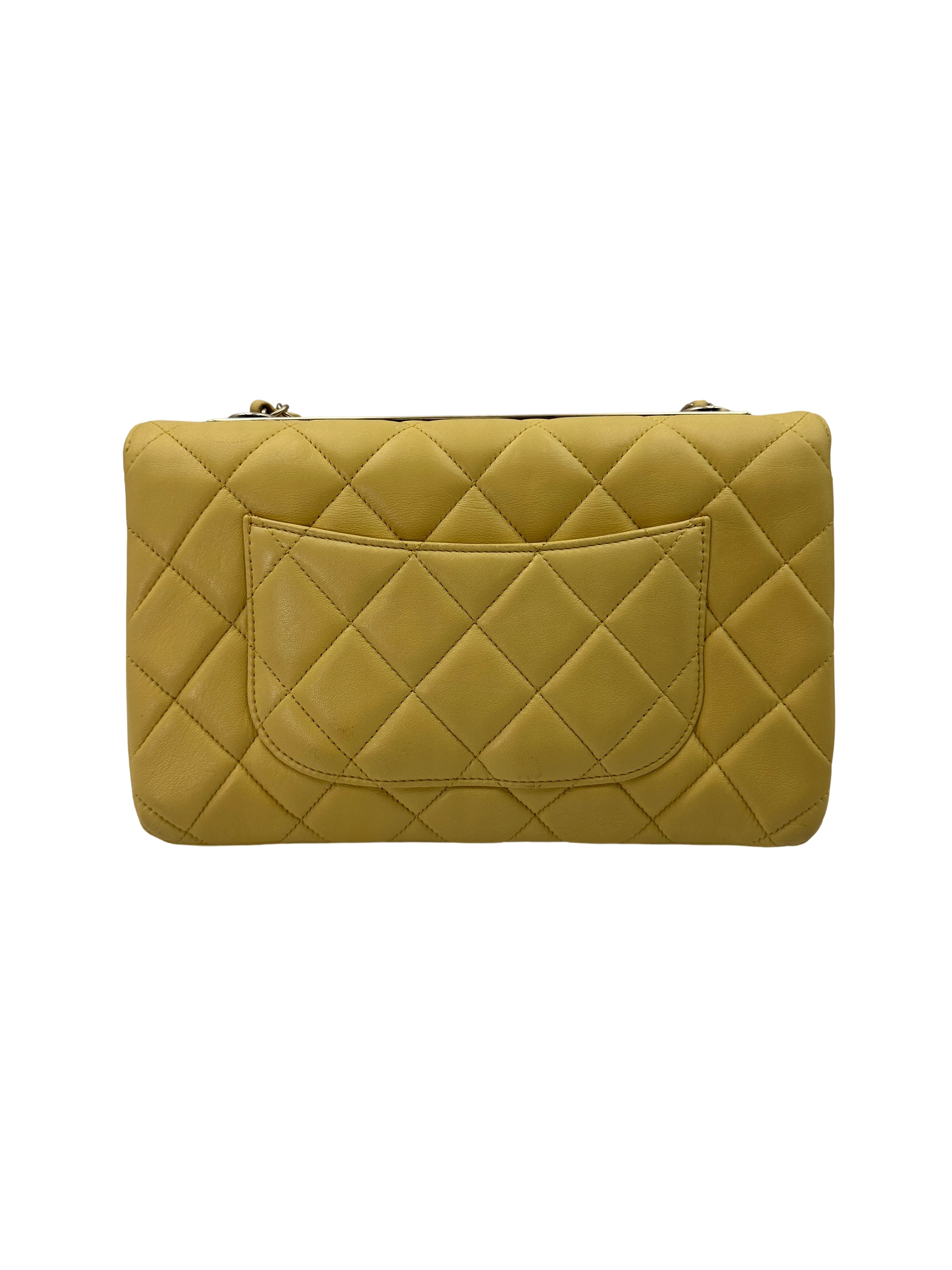 Chanel Trendy CC Yellow Quilted Leather Flap Bag With Gold Buckle(27***44) CC1770
