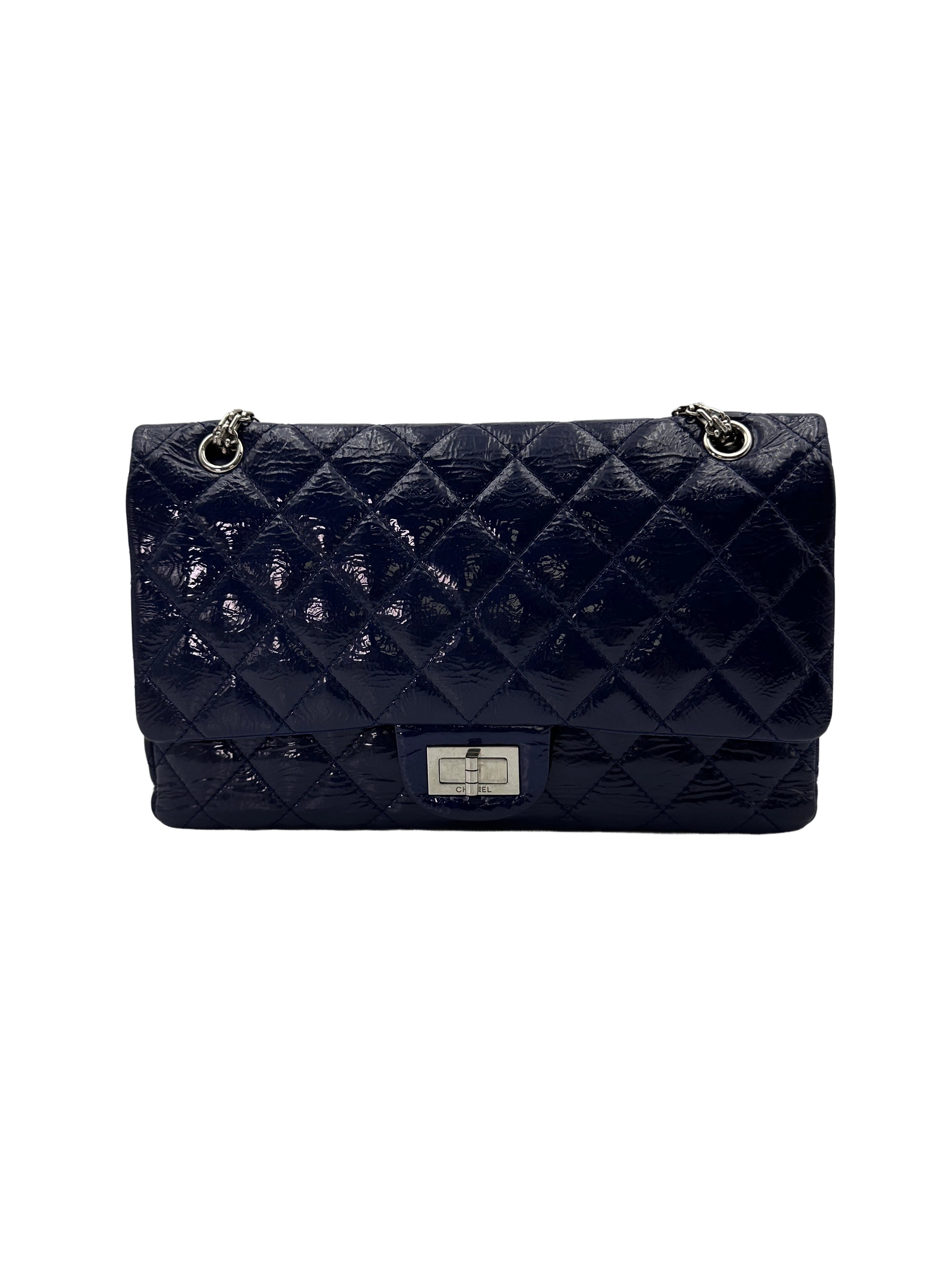 Chanel 2.55 Reissue Navy Quiltted Patent Leather Flap Bag(14***58) CC1771