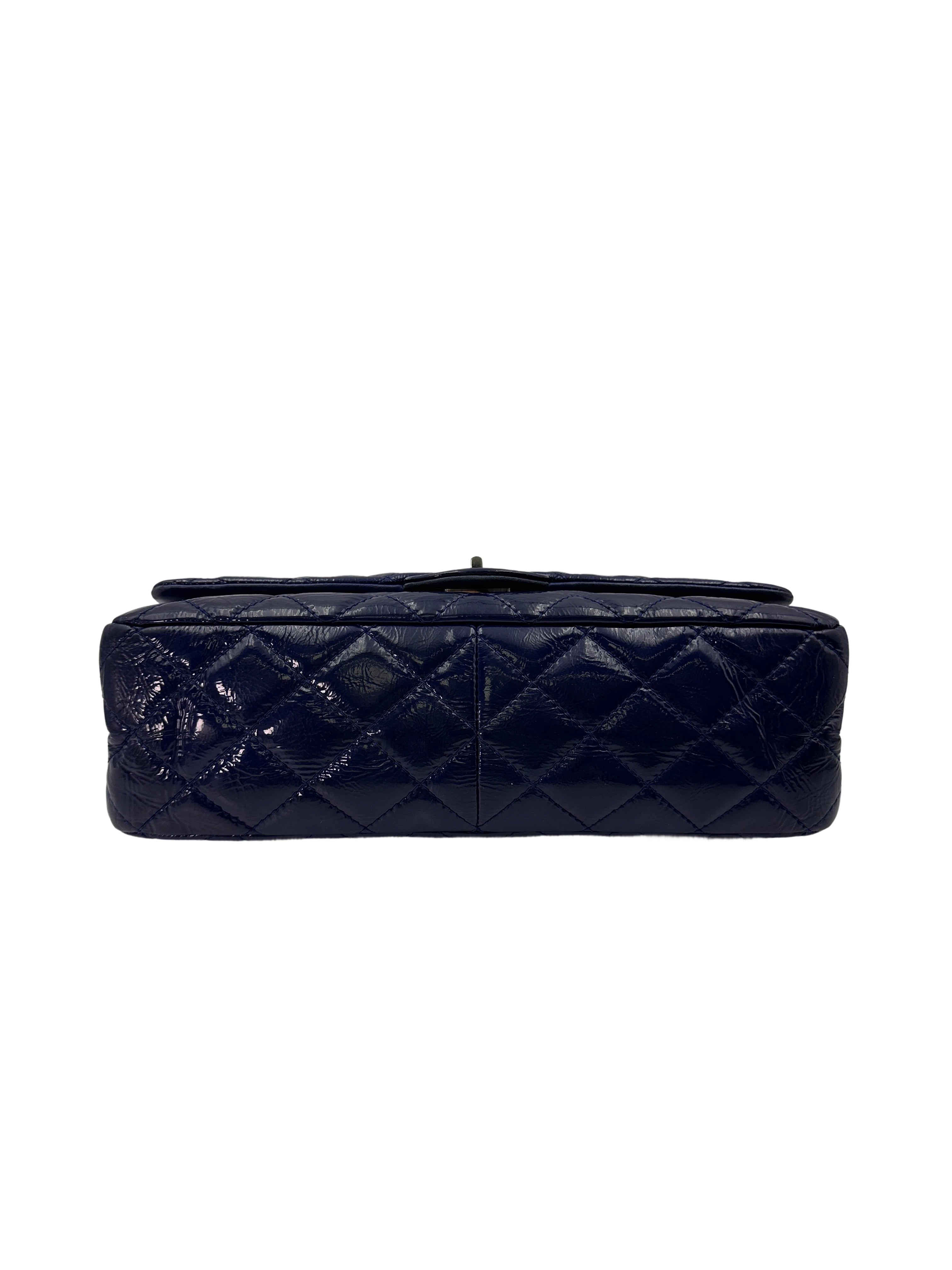 Chanel 2.55 Reissue Navy Quiltted Patent Leather Flap Bag(14***58) CC1771