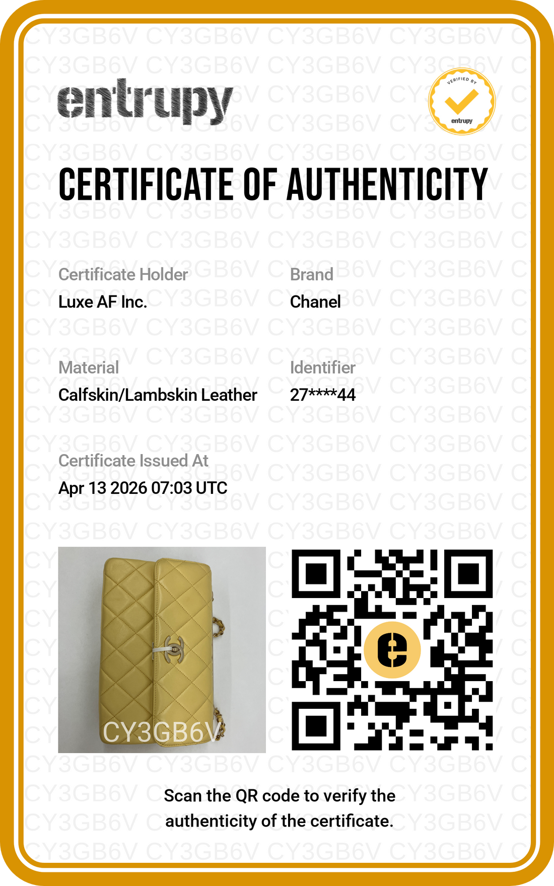 Chanel Trendy CC Yellow Quilted Leather Flap Bag With Gold Buckle(27***44) CC1770