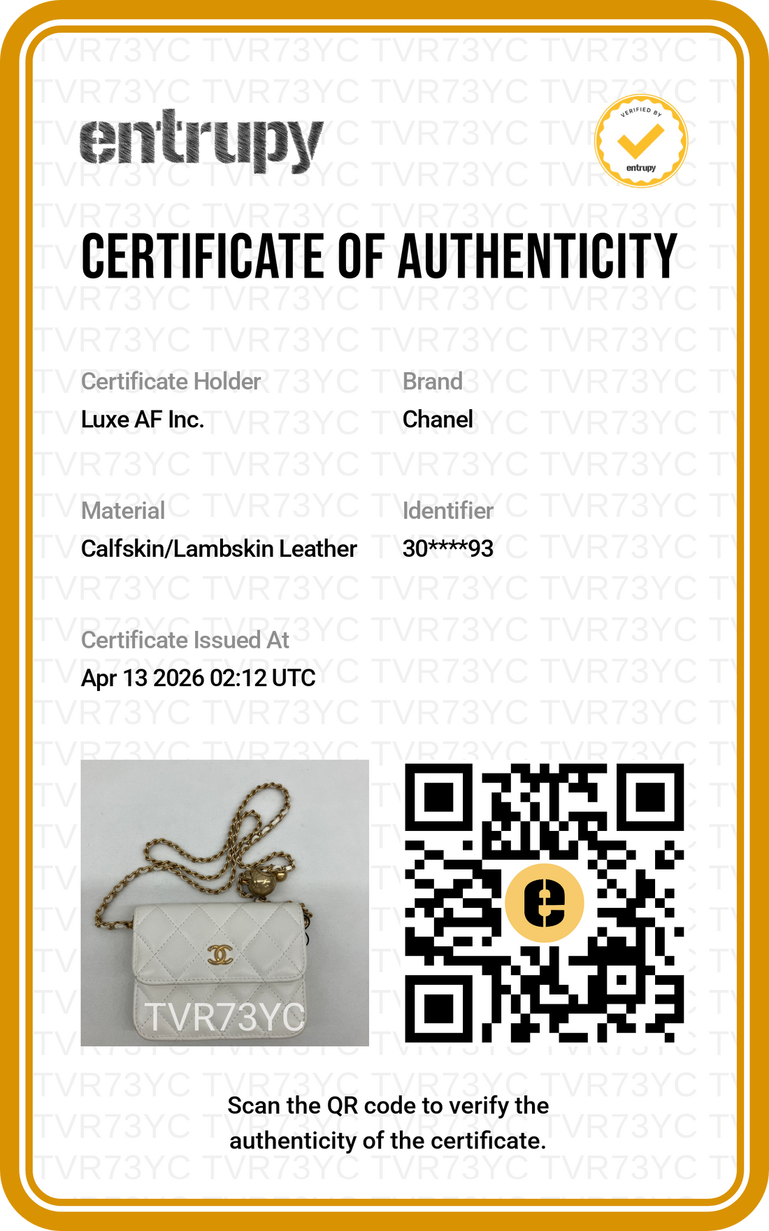 Chanel White Quilted Leather Pearl Crush Mini Wallet On Chain(30***93) CC1765