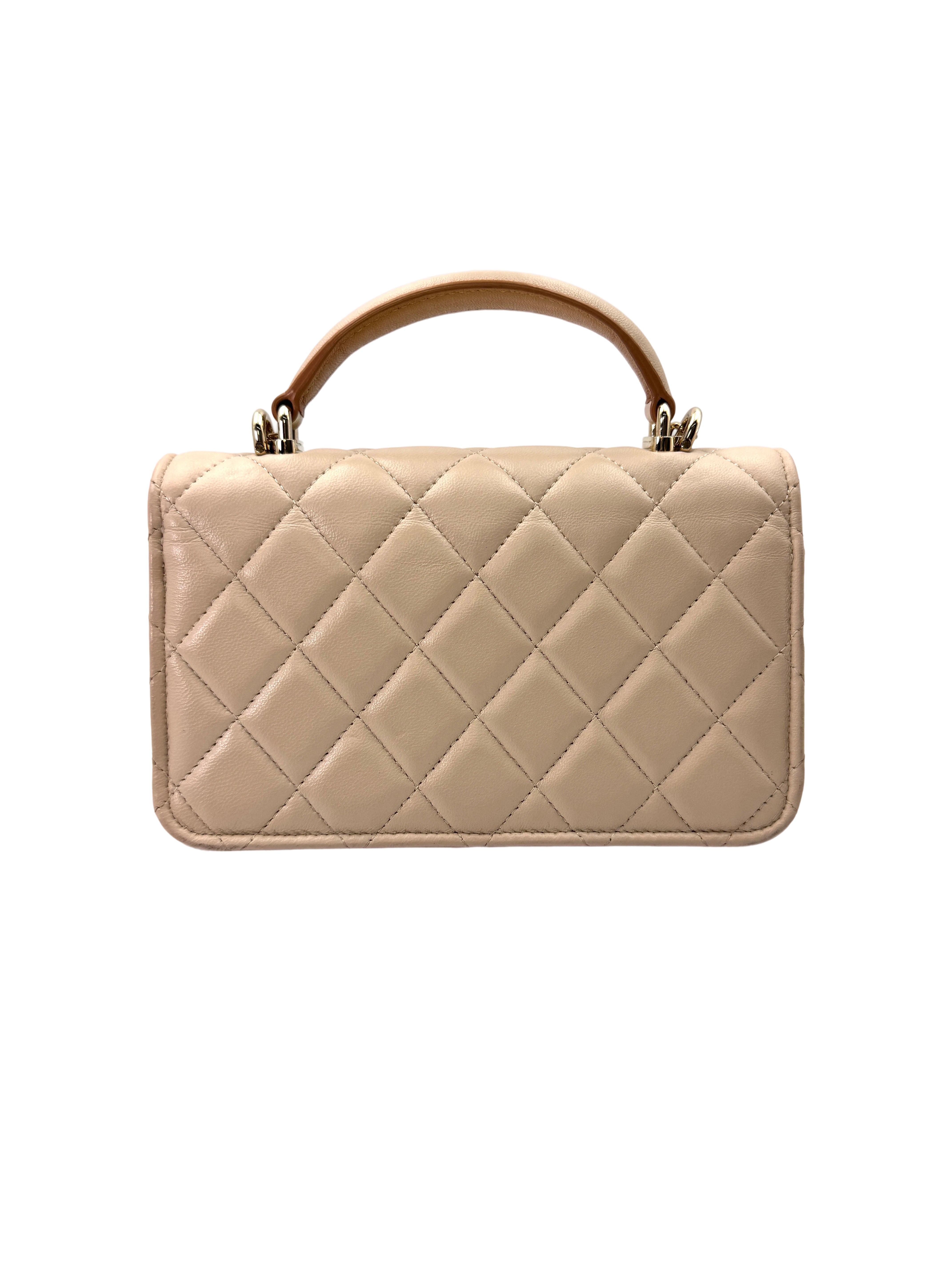 Chanel Beige Quilted Leather Top Handle Wallet On Chain(UN***LJ) IRIS162