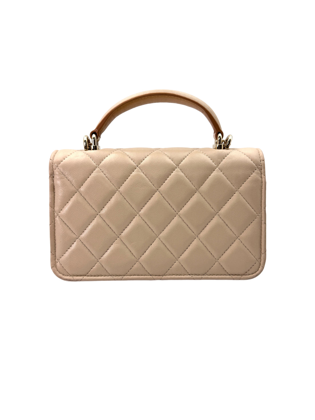 Chanel Beige Quilted Leather Top Handle Wallet On Chain(UN***LJ) IRIS162