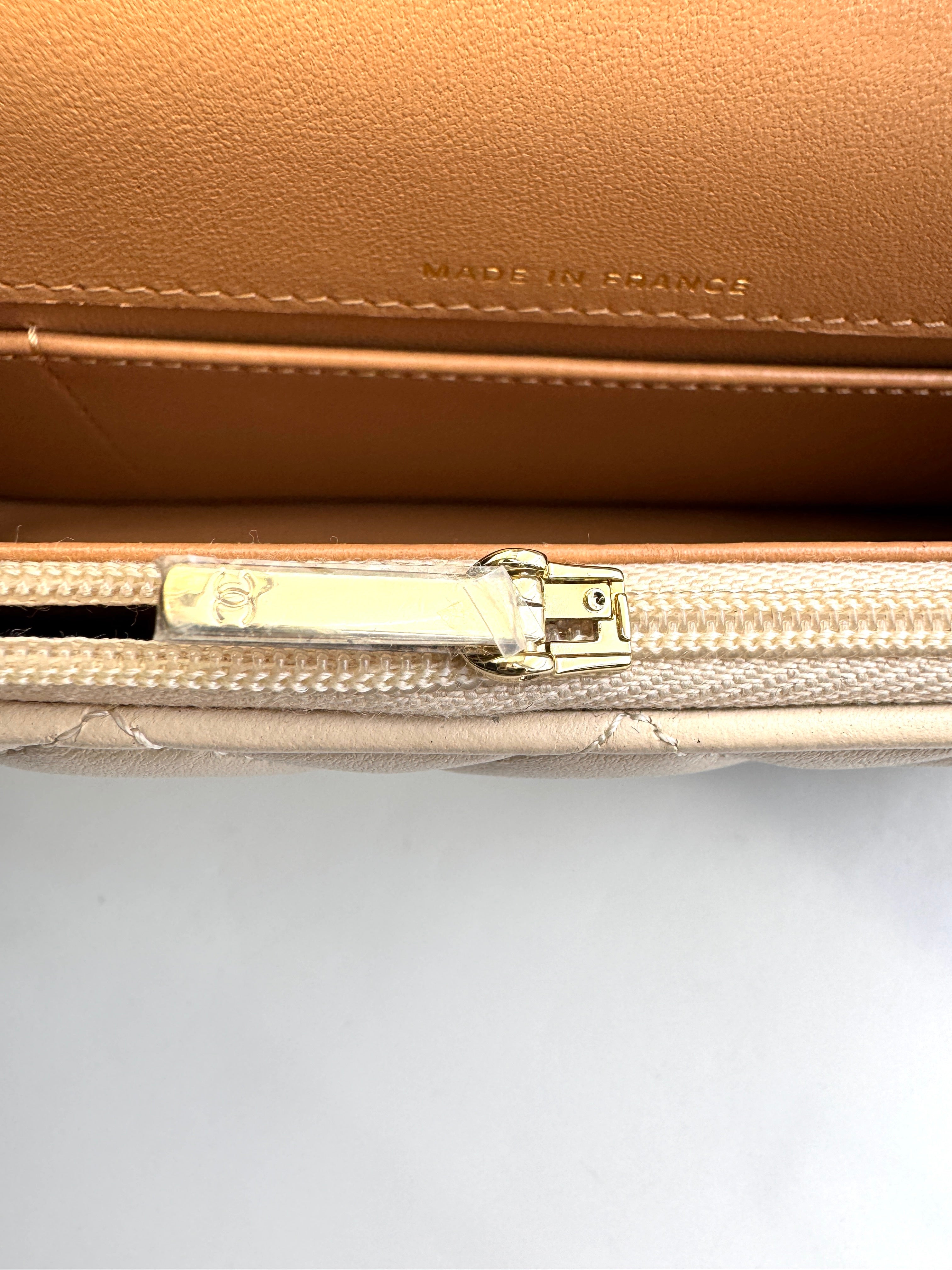 Chanel Beige Quilted Leather Top Handle Wallet On Chain(UN***LJ) IRIS162