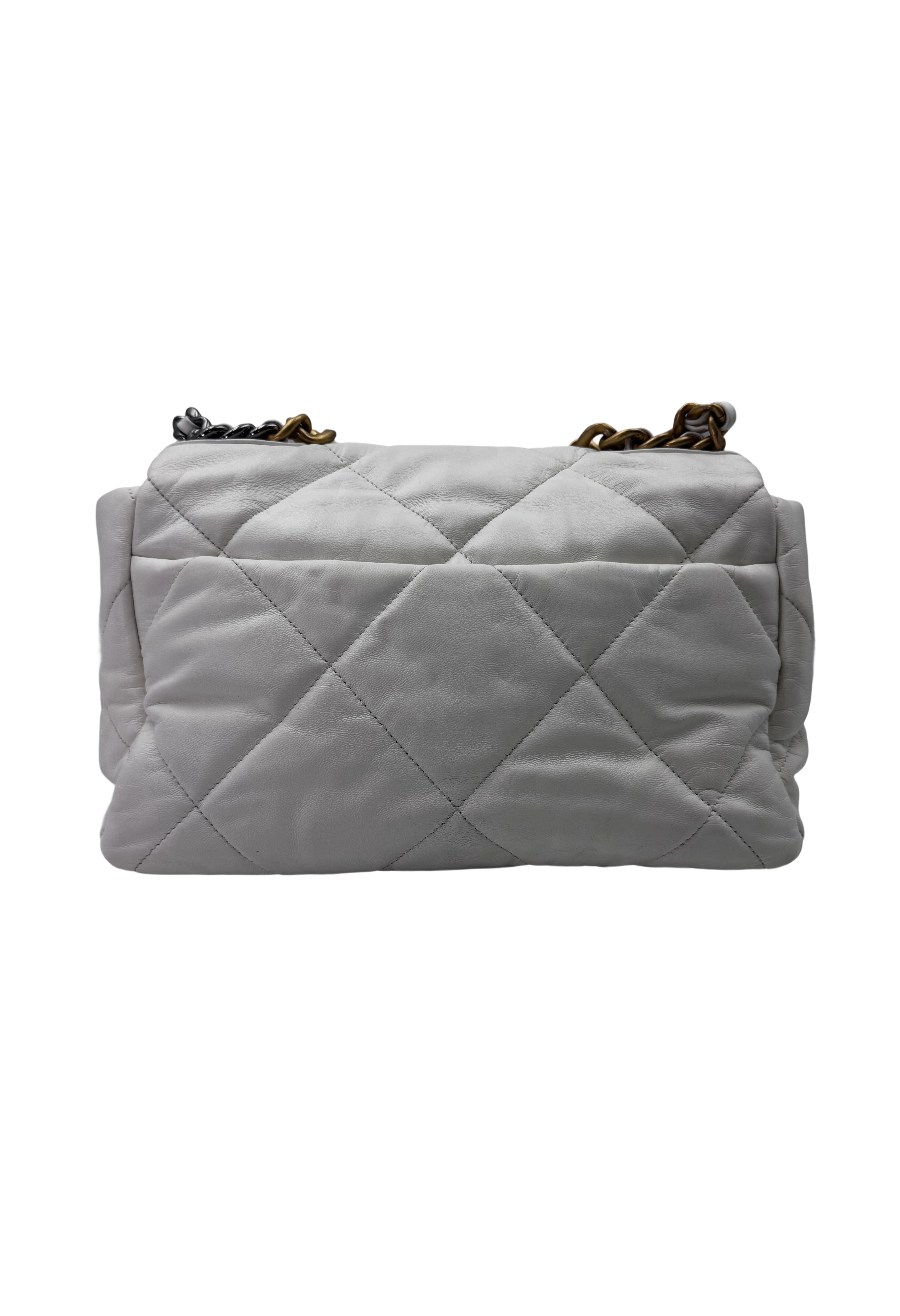 Chanel 21C 19Bag White Quilted Lambskin Flap Bag With Gold Hardware(30***17) CC1774