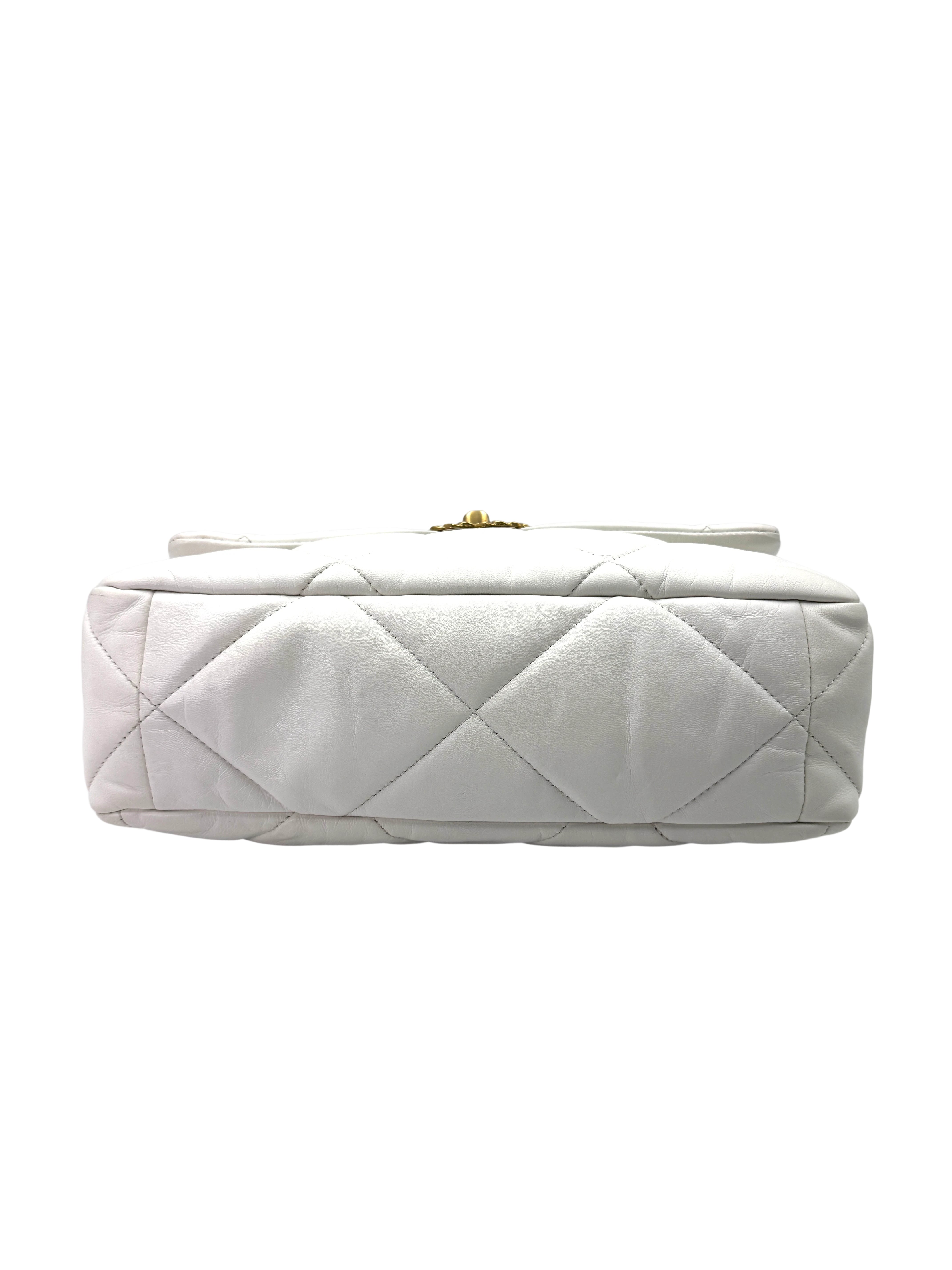 Chanel 21C 19Bag White Quilted Lambskin Flap Bag With Gold Hardware(30***17) CC1774