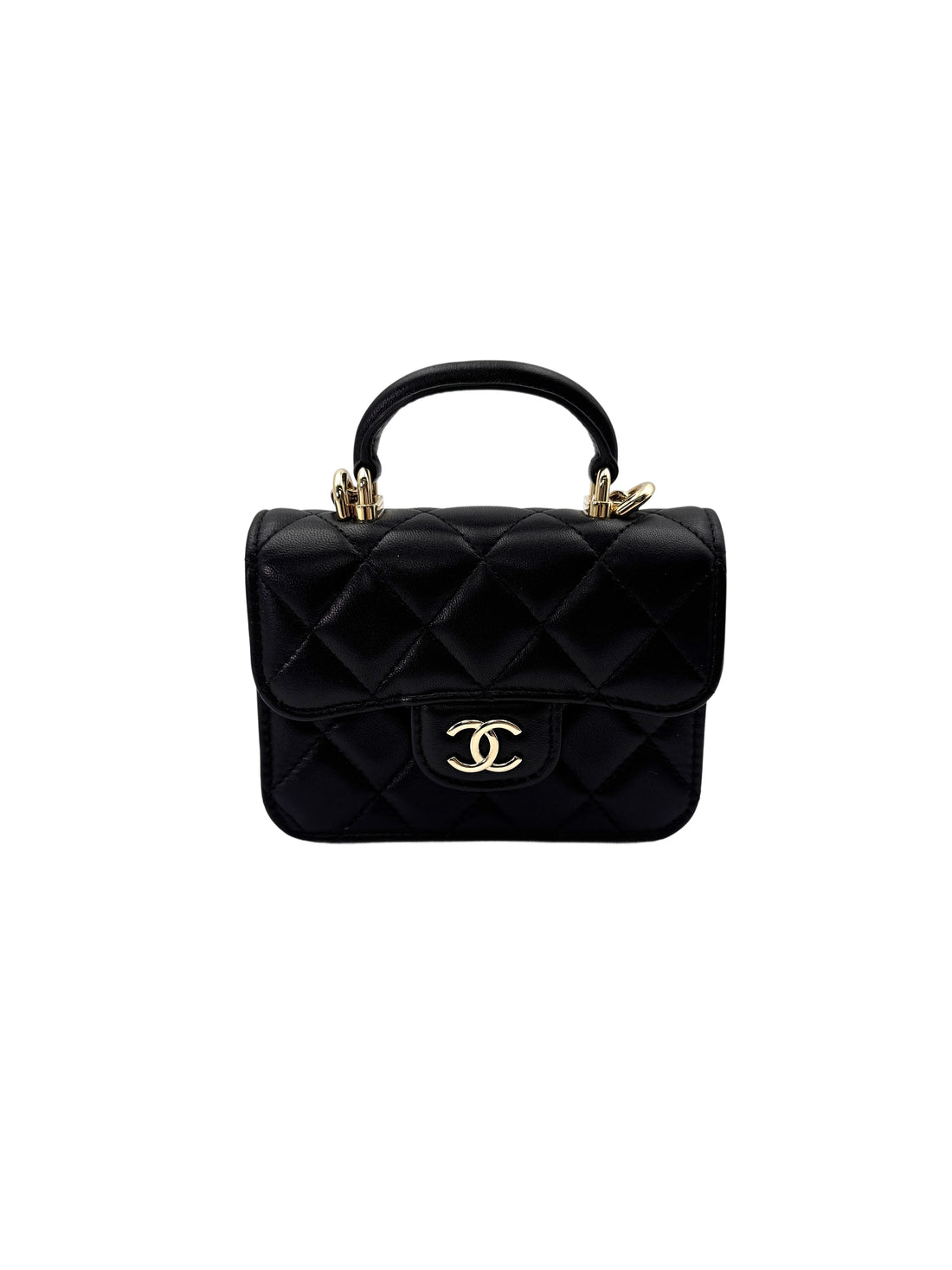 Chanel Black Quilted Lambskin Mini Top Handle Flap Bag(31***89) CC1773