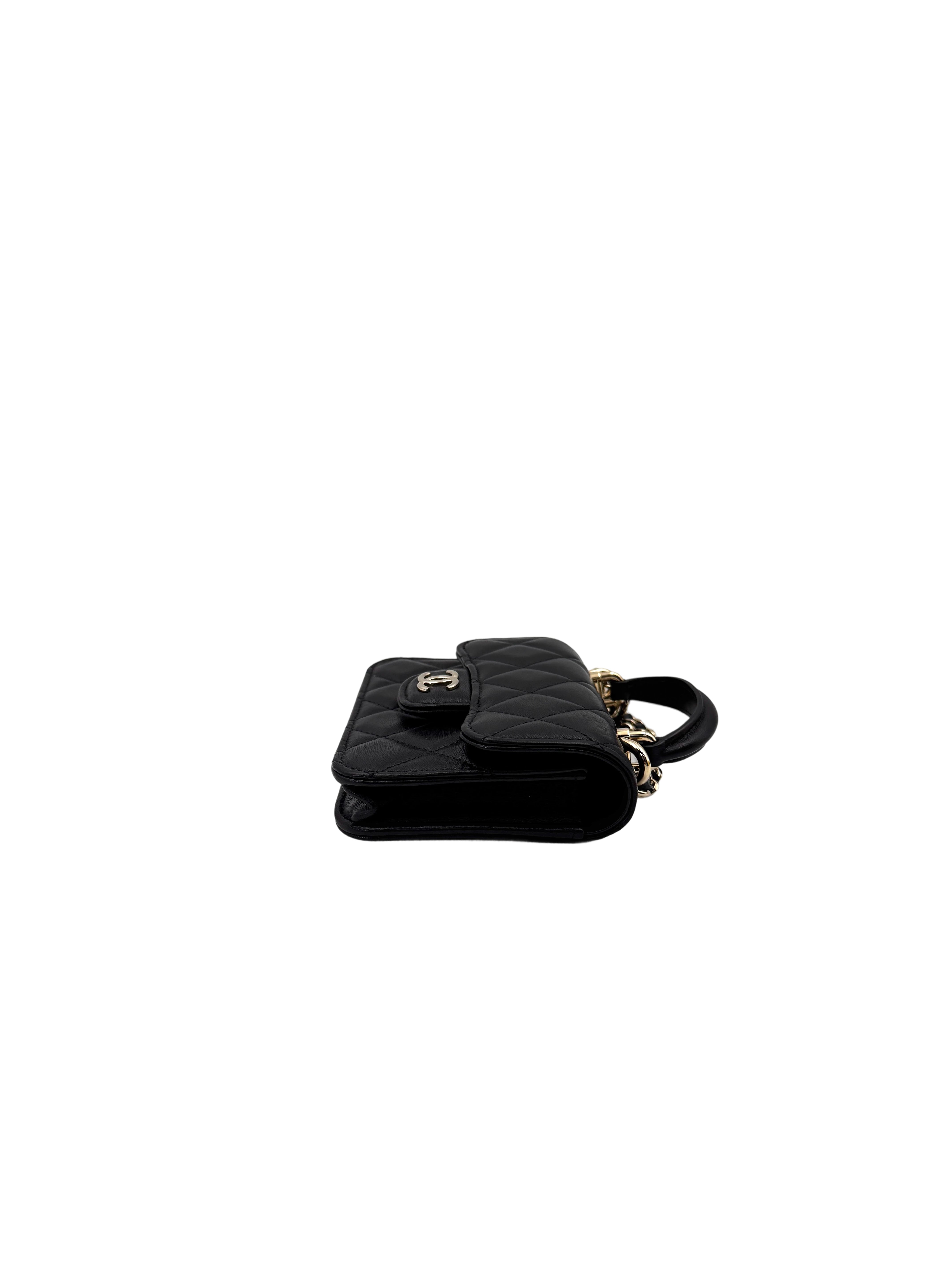 Chanel Black Quilted Lambskin Mini Top Handle Flap Bag(31***89) CC1773