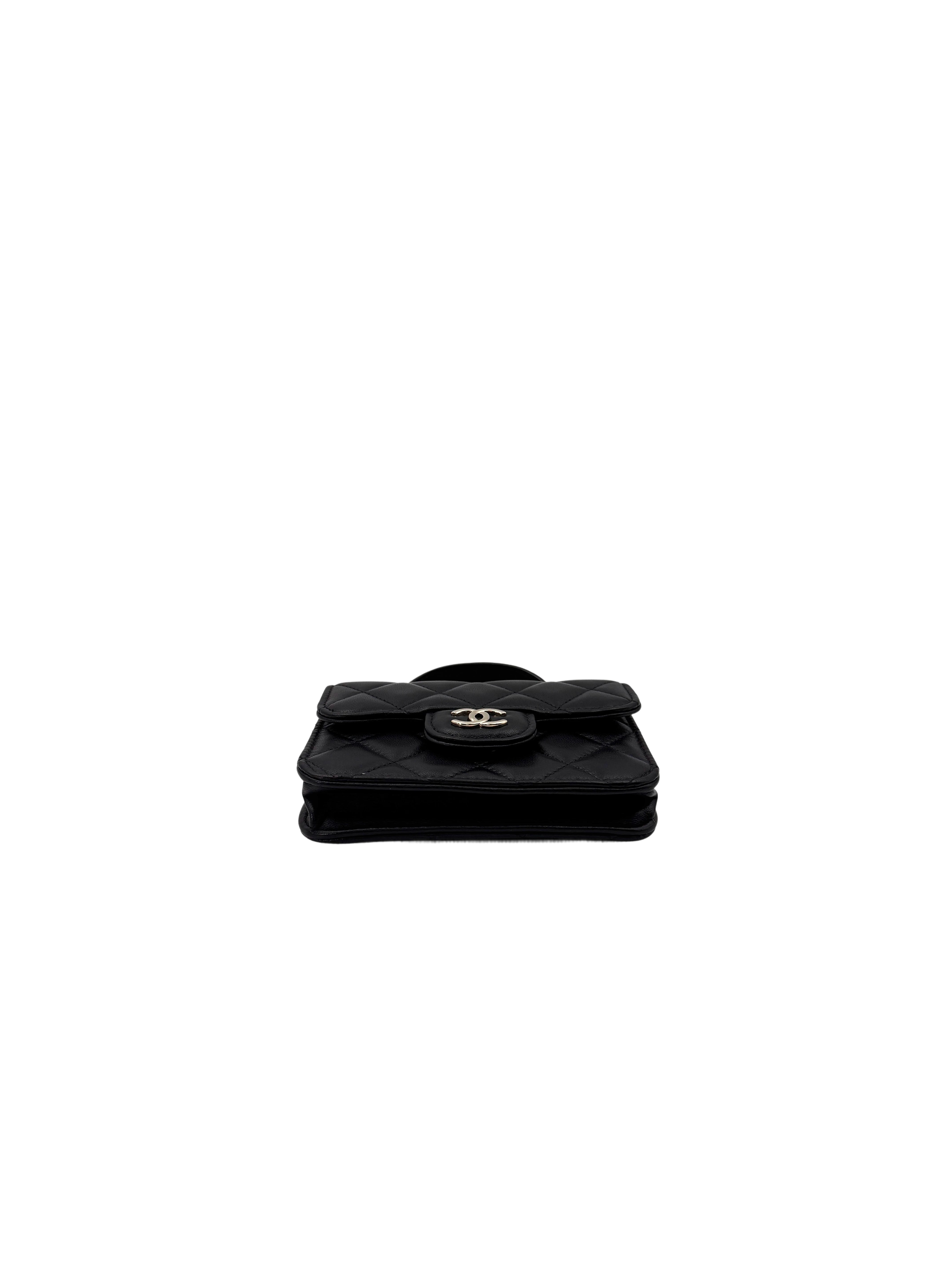Chanel Black Quilted Lambskin Mini Top Handle Flap Bag(31***89) CC1773