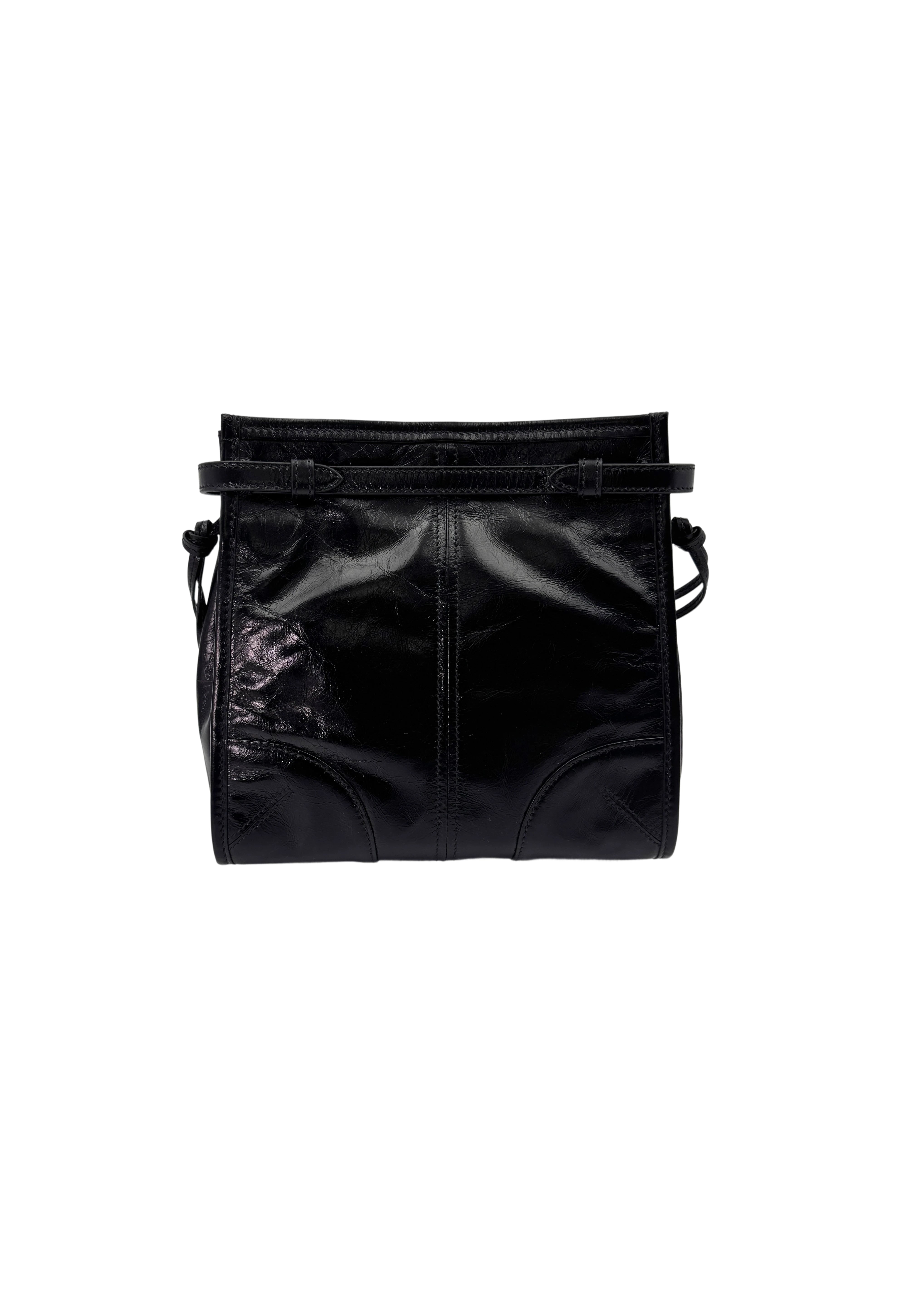 Prada Bonnie Black Glossy Lambskin Shoulder Bag