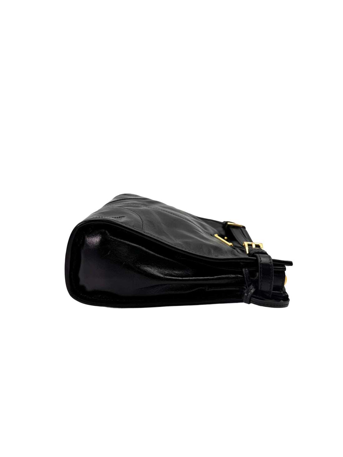 Prada Bonnie Black Glossy Lambskin Shoulder Bag