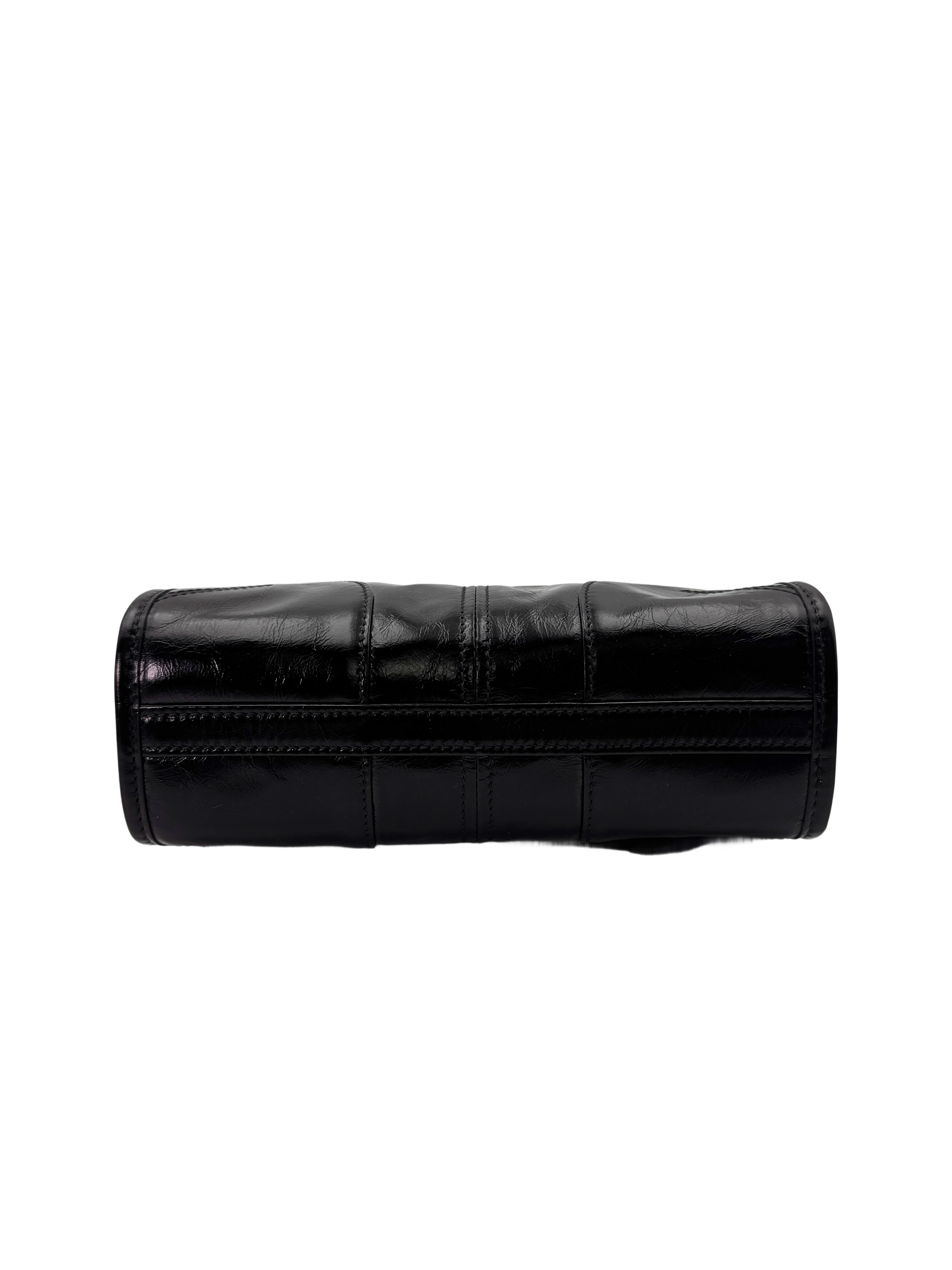 Prada Bonnie Black Glossy Lambskin Shoulder Bag