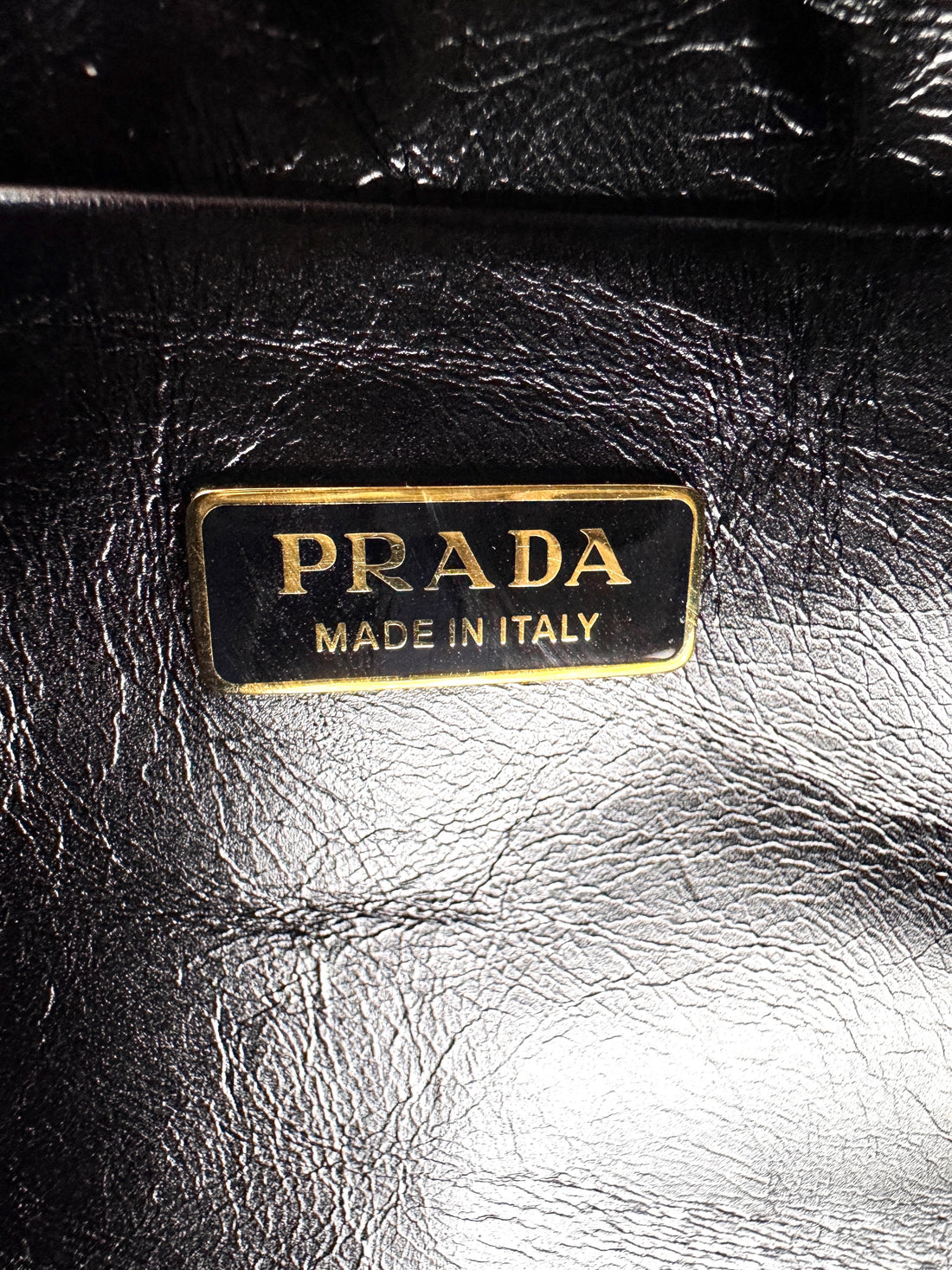 Prada Bonnie Black Glossy Lambskin Shoulder Bag
