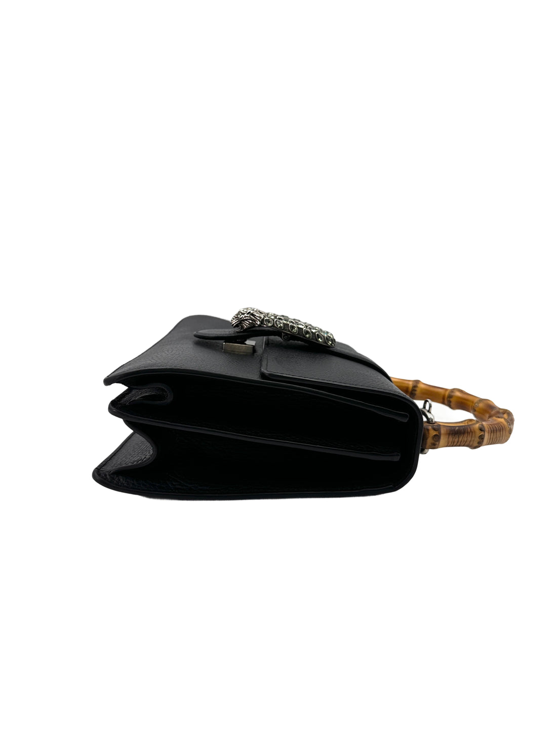 Gucci Dionysus Black Leather Bamboo Top Handle Bag GG845