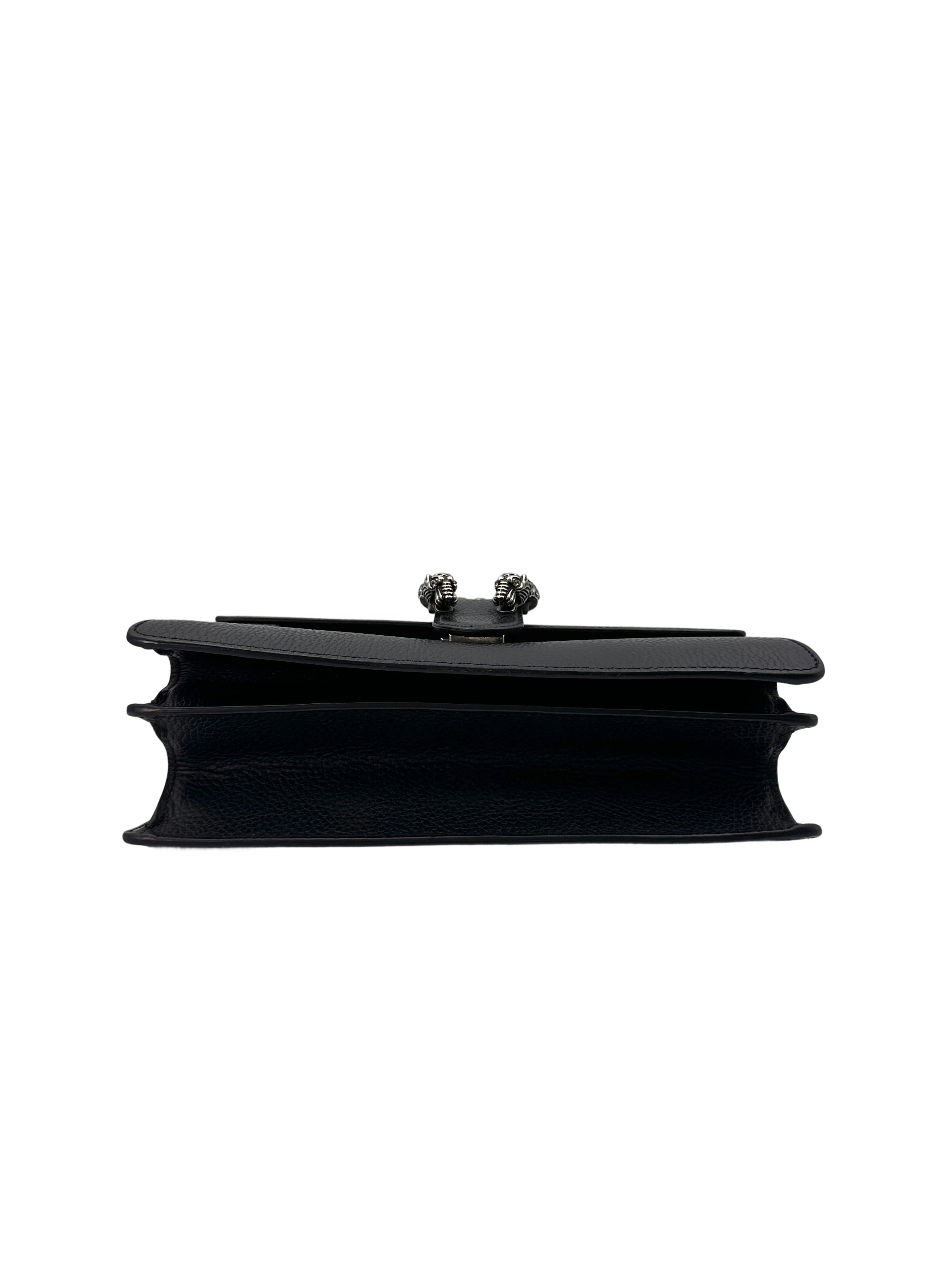 Gucci Dionysus Black Leather Bamboo Top Handle Bag GG845