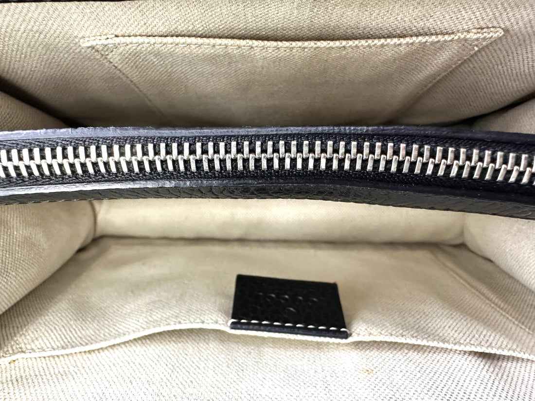 Gucci Dionysus Black Leather Bamboo Top Handle Bag GG845