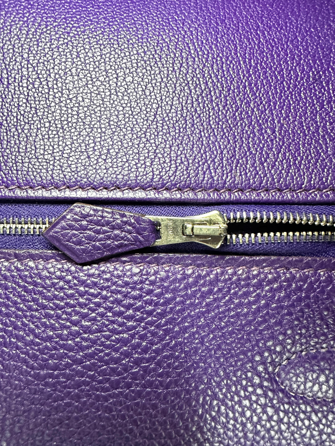 Hermes Kelly 35 Purple Leather Handle Bag With Silver Hardware HR94