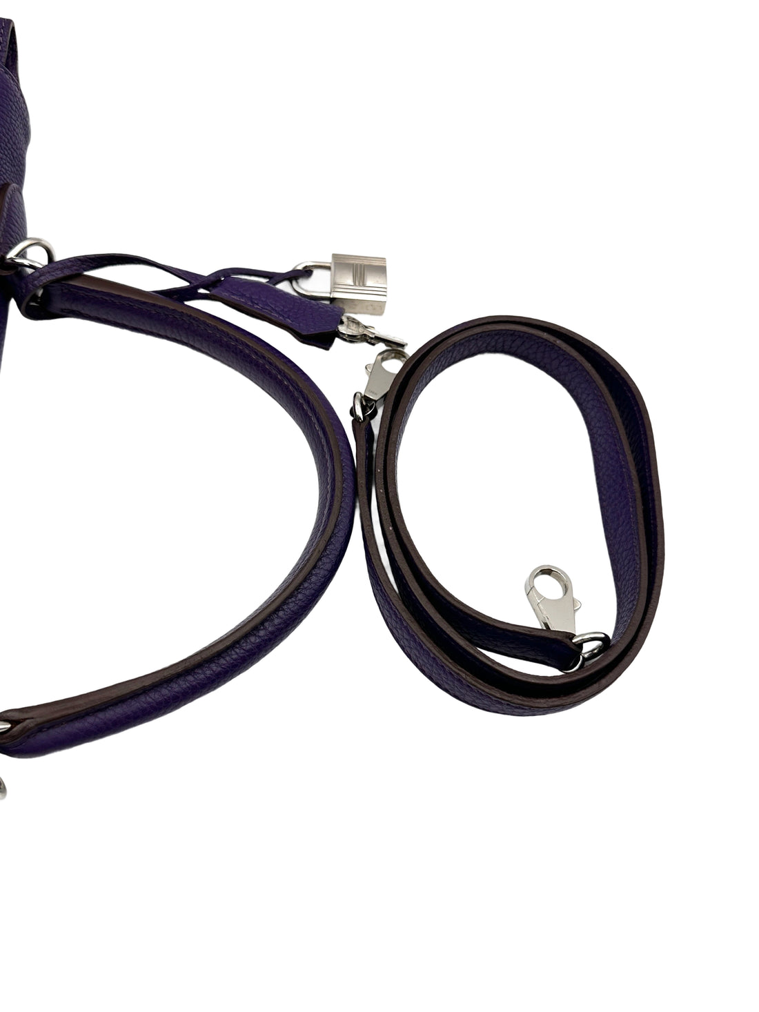 Hermes Kelly 35 Purple Leather Handle Bag With Silver Hardware HR94