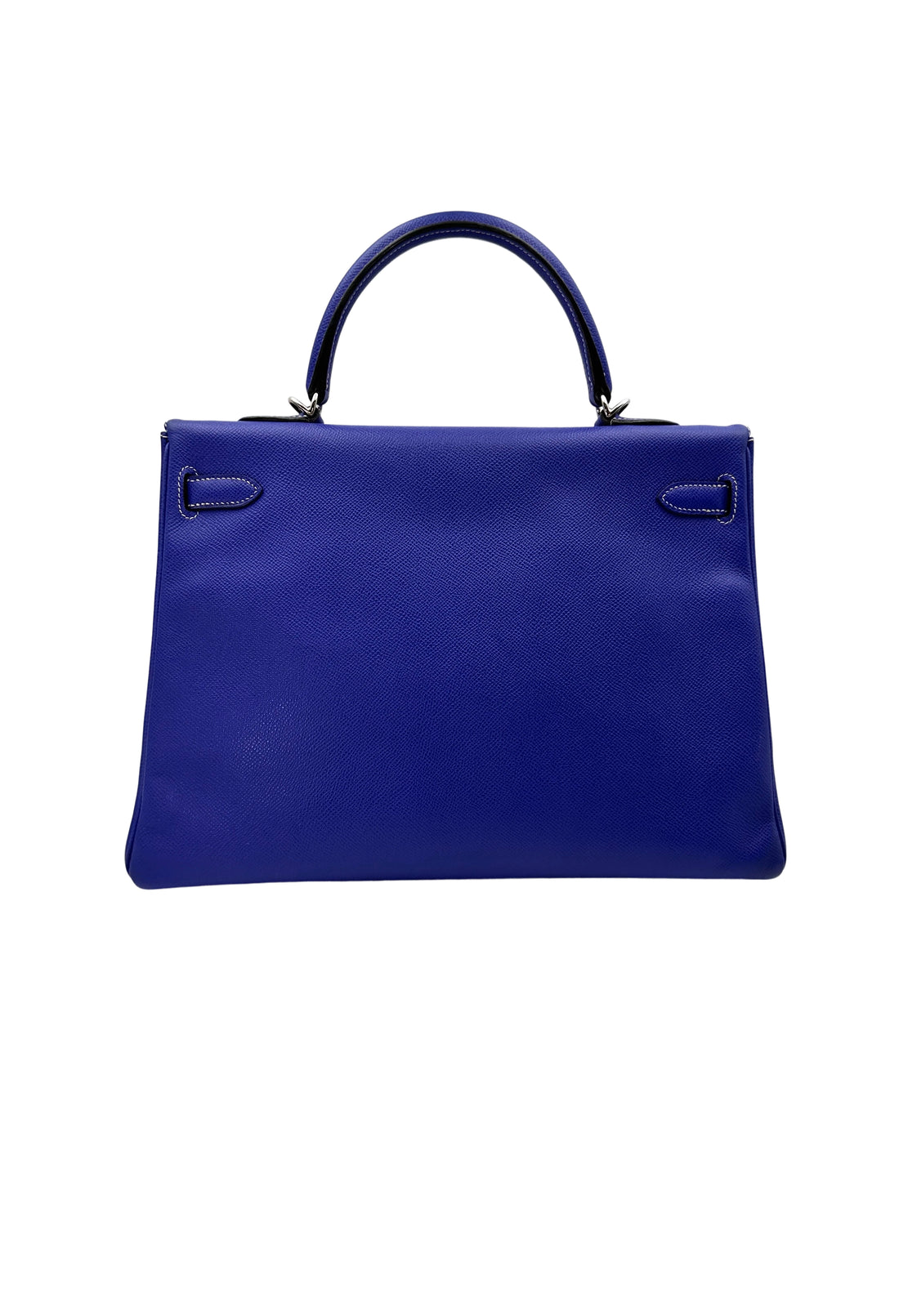 Hermes Kelly 35 Blue Leather Handle Bag With Silver Hardware HR92