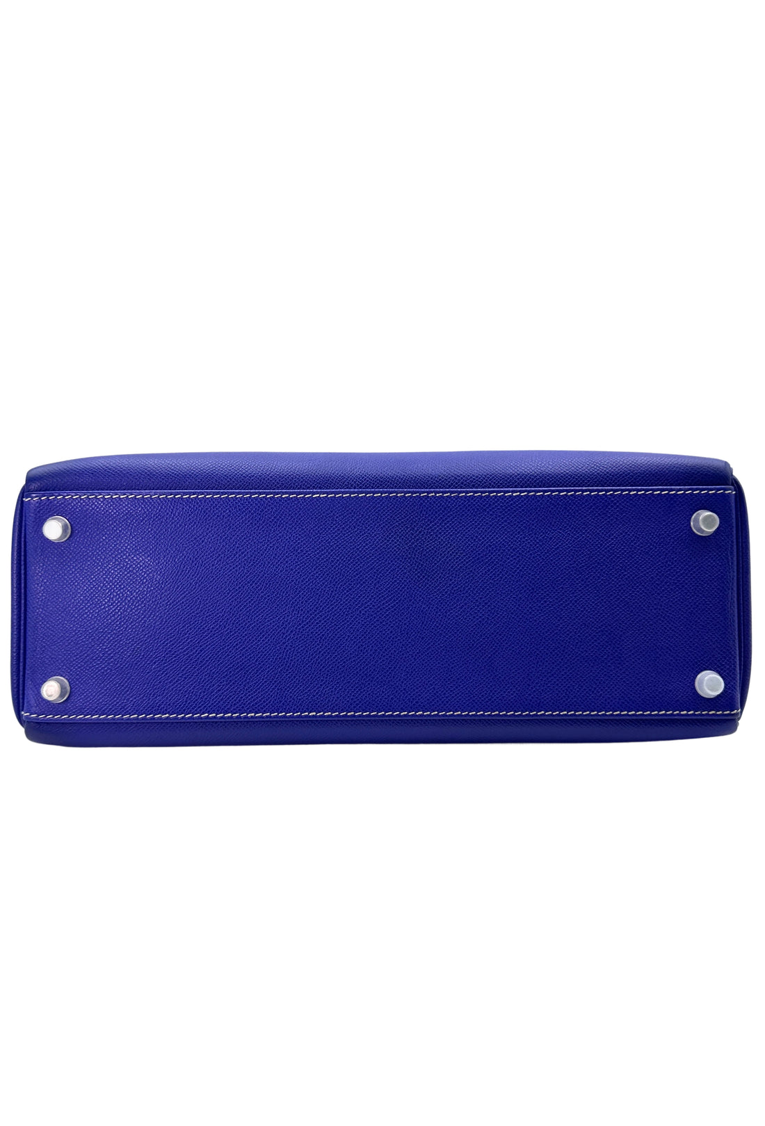 Hermes Kelly 35 Blue Leather Handle Bag With Silver Hardware HR92