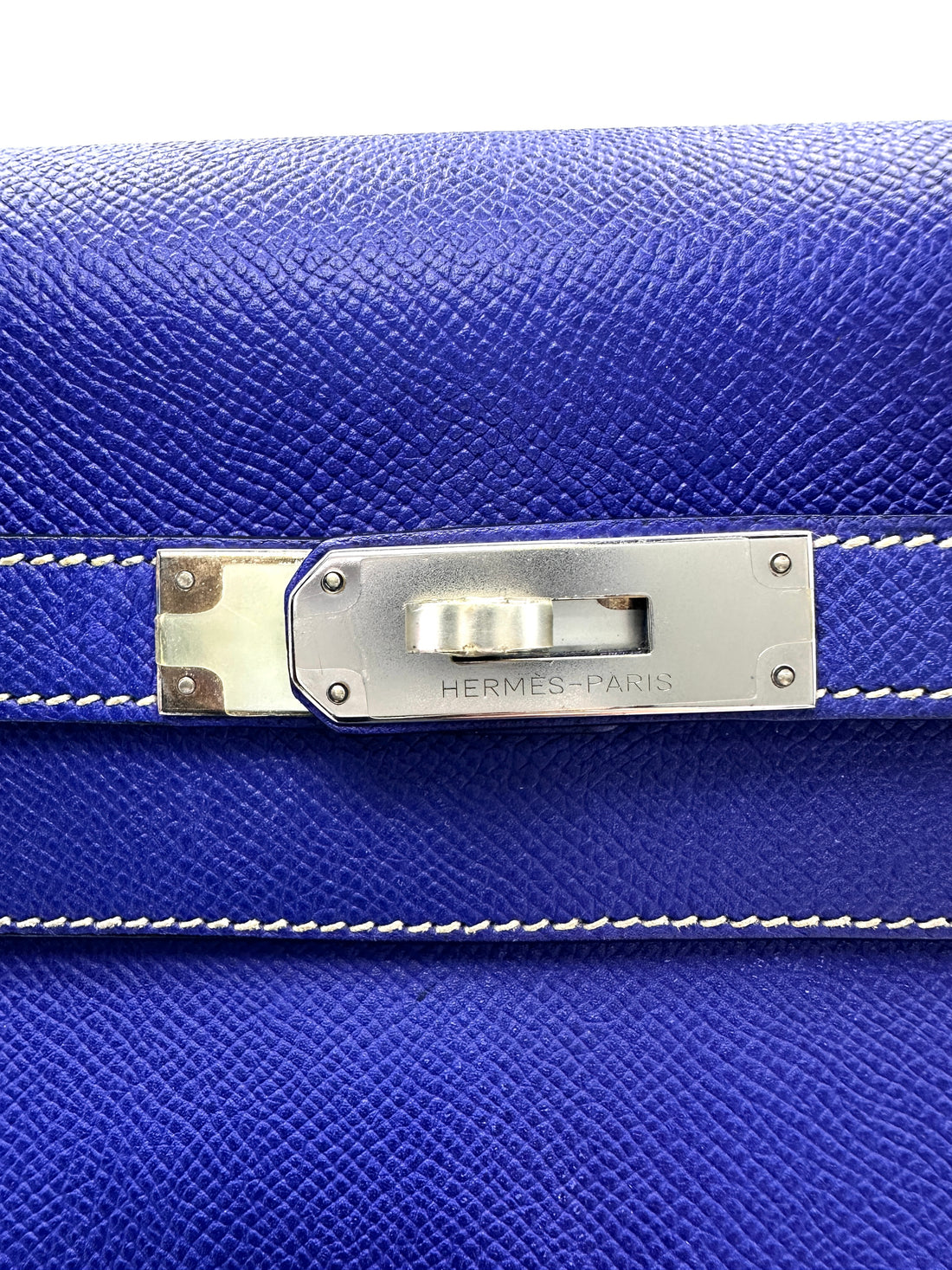 Hermes Kelly 35 Blue Leather Handle Bag With Silver Hardware HR92