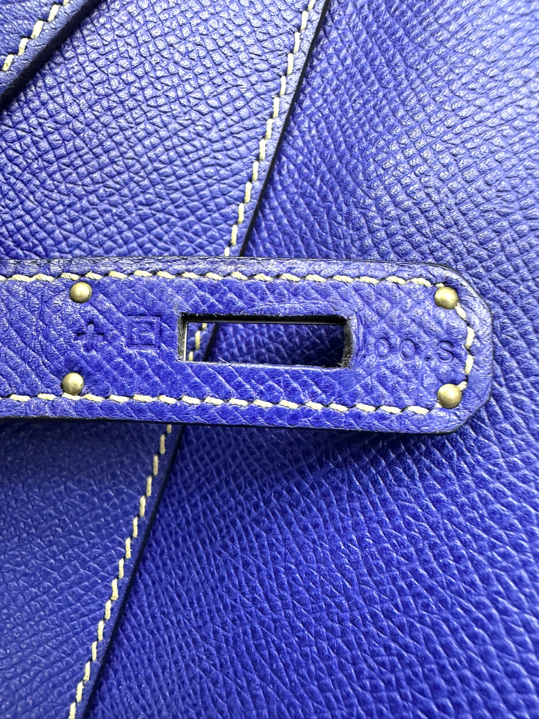 Hermes Kelly 35 Blue Leather Handle Bag With Silver Hardware HR92