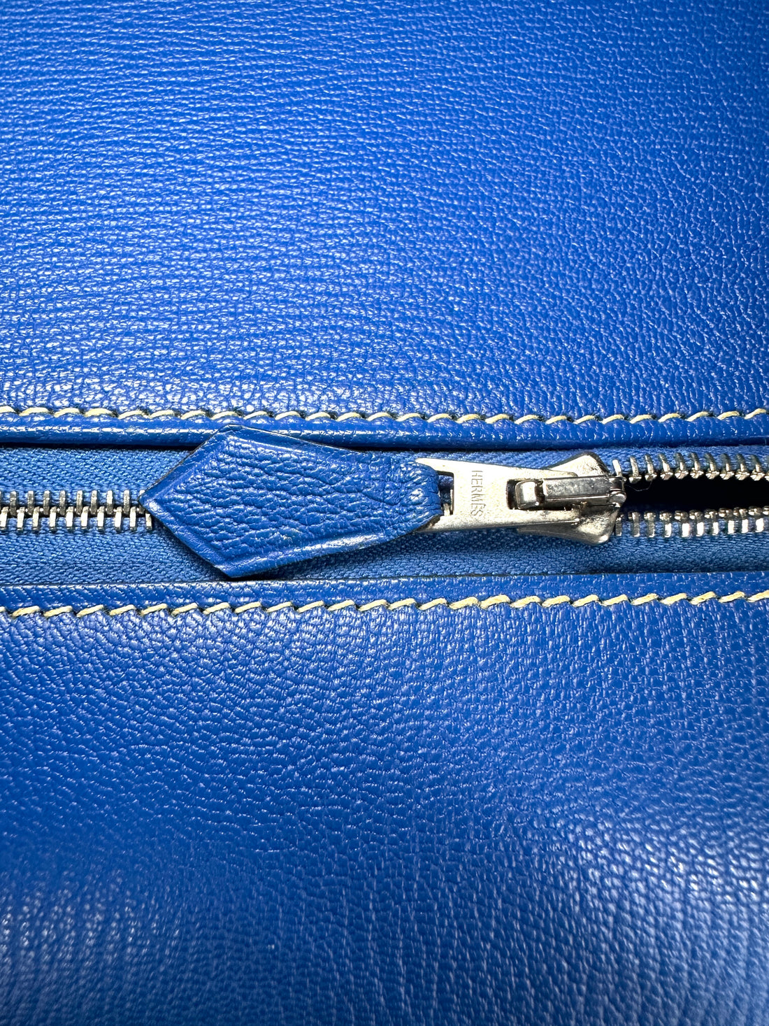Hermes Kelly 35 Blue Leather Handle Bag With Silver Hardware HR92