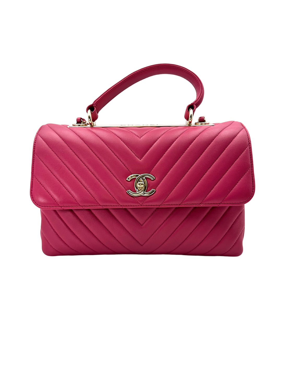 Chanel Trendy CC Pink Chevron Quilted Lambskin Flap Bag With Gold Hardware(27***30) IRIS157