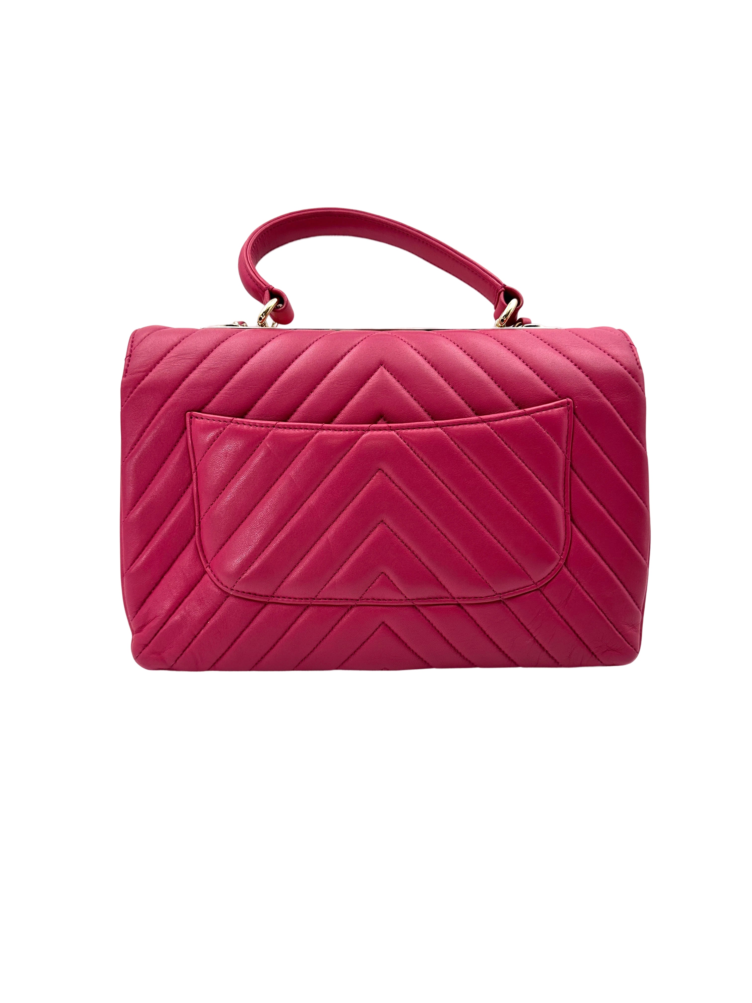 Chanel Trendy CC Pink Chevron Quilted Lambskin Flap Bag With Gold Hardware(27***30) IRIS157